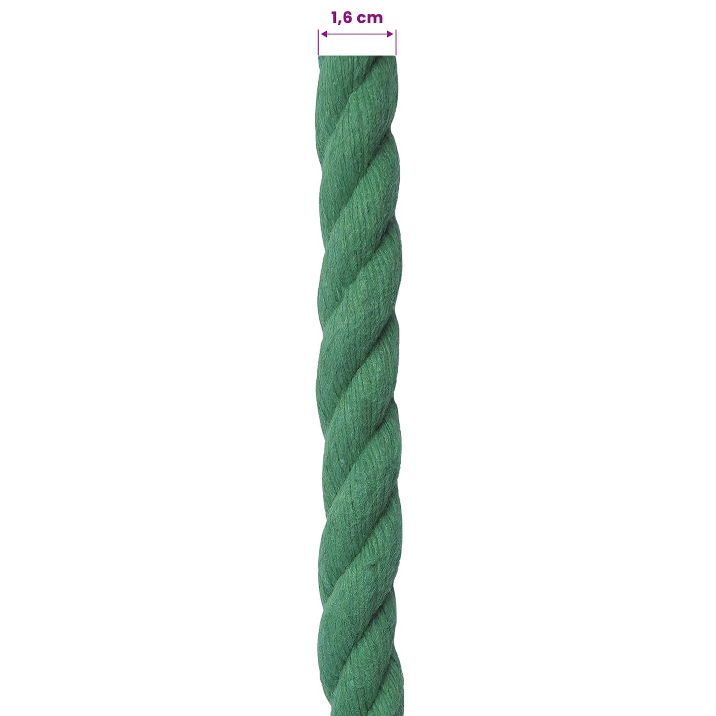 Touw Groen 1,6 x 1,6 x 2500 cm Katoen