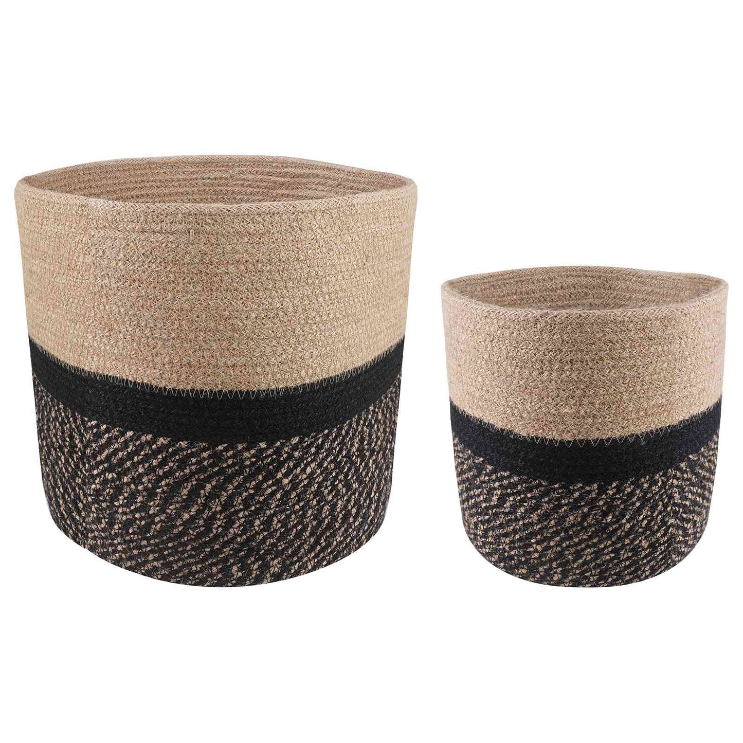 Plantenpot Set 2 pcs Naturel en Zwart Ø 28 x 28 cm is nu te koop bij PeponiXL, paradijselijk wonen!