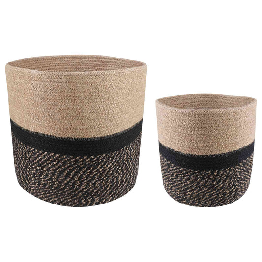 Plantenpot Set 2 pcs Naturel en Zwart Ø 28 x 28 cm is nu te koop bij PeponiXL, paradijselijk wonen!
