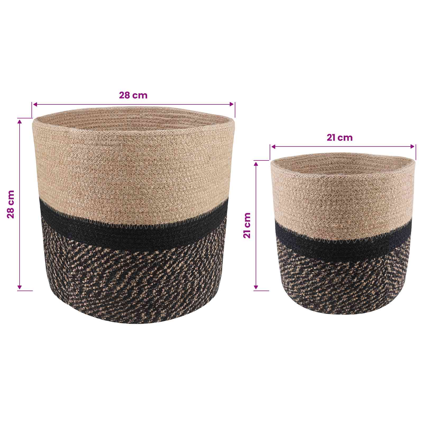 Plantenpot Set 2 pcs Naturel en Zwart Ø 28 x 28 cm is nu te koop bij PeponiXL, paradijselijk wonen!