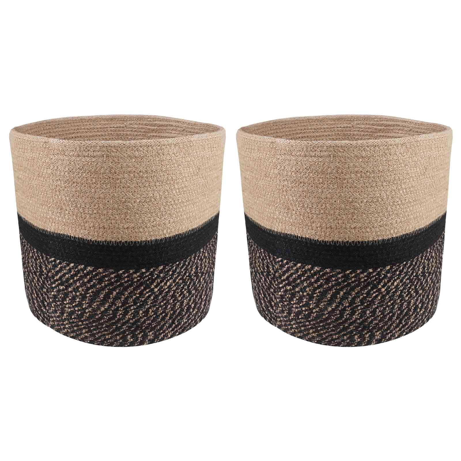 Plantenpot Set 2 pcs Naturel en Zwart Ø 28 x 28 cm is nu te koop bij PeponiXL, paradijselijk wonen!