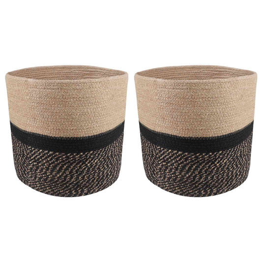 Plantenpot Set 2 pcs Naturel en Zwart Ø 28 x 28 cm is nu te koop bij PeponiXL, paradijselijk wonen!