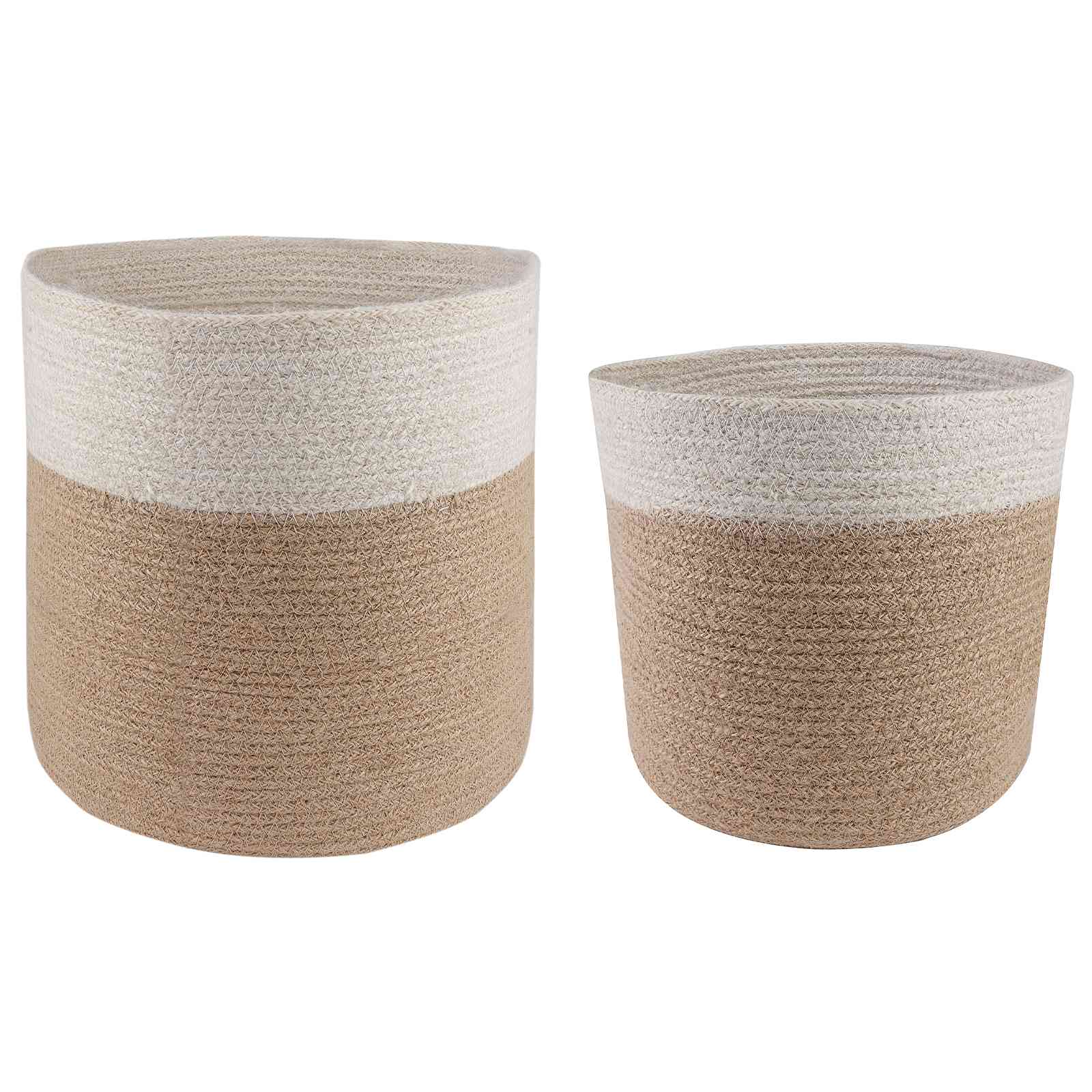 Plantenpot Set 2 pcs Natuurlijk en Wit Ø 28 x 28 cm is nu te koop bij PeponiXL, paradijselijk wonen!