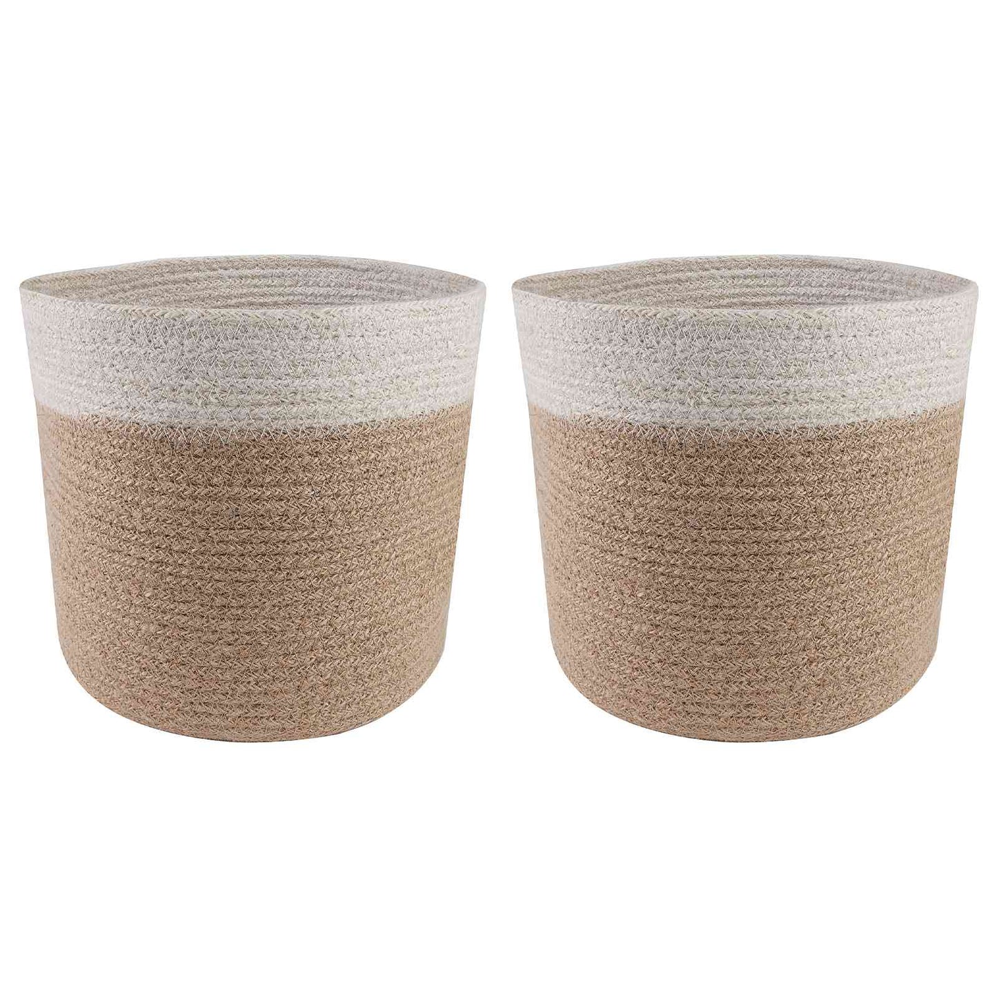 Plantenpot Set 2 pcs Natuurlijk en Wit Ø 21 x 21 cm is nu te koop bij PeponiXL, paradijselijk wonen!