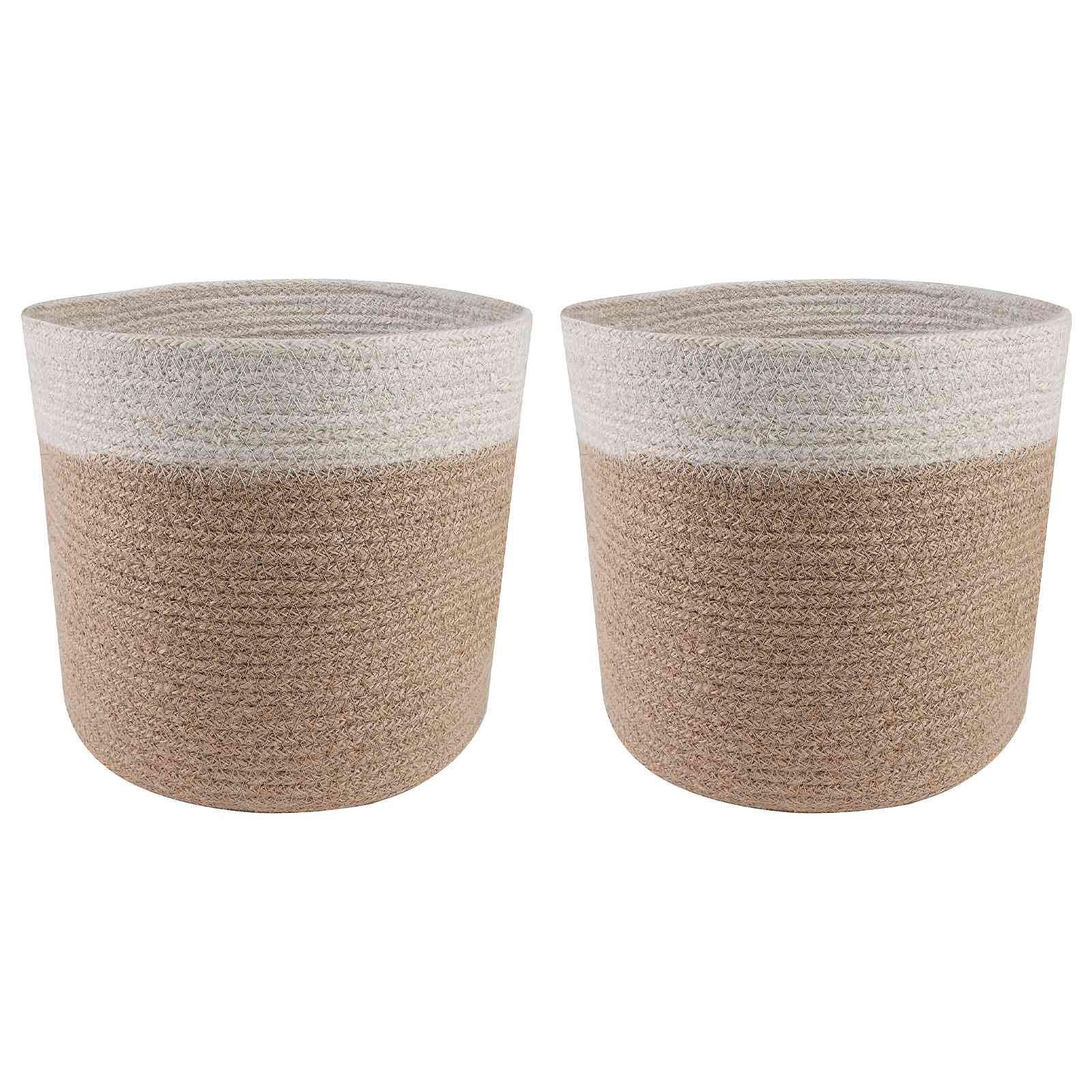 Plantenpot Set 2 pcs Natuurlijk en Wit Ø 21 x 21 cm is nu te koop bij PeponiXL, paradijselijk wonen!