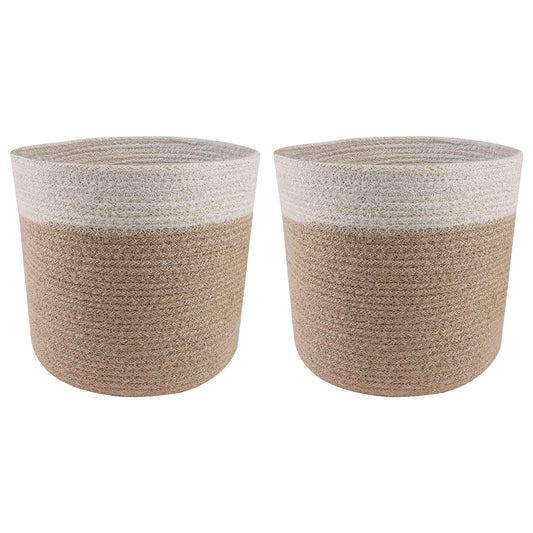 Plantenpot Set 2 pcs Natuurlijk en Wit Ø 21 x 21 cm is nu te koop bij PeponiXL, paradijselijk wonen!