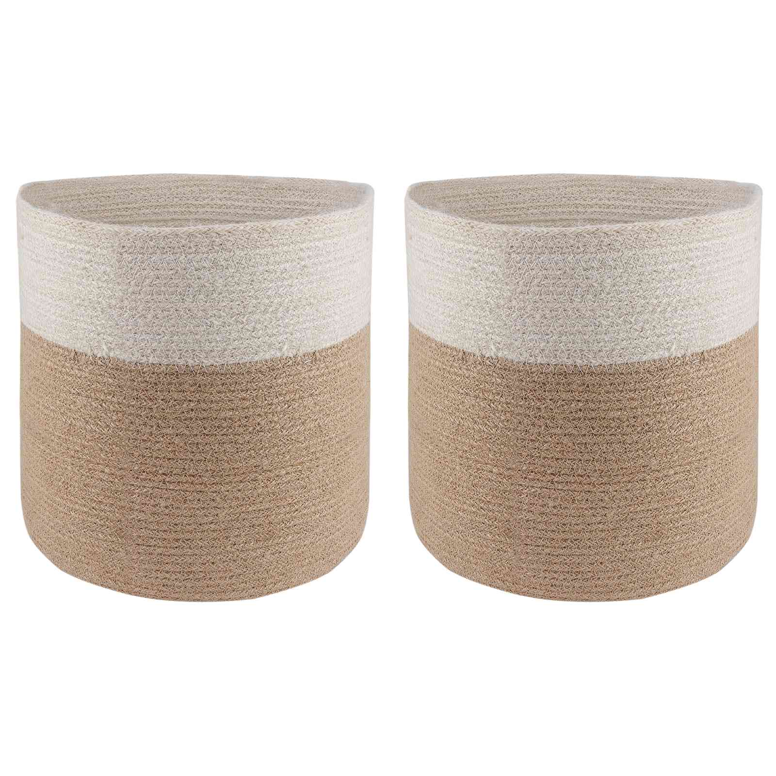 Plantenpot Set 2 pcs Natuurlijk en Wit Ø 28 x 28 cm is nu te koop bij PeponiXL, paradijselijk wonen!