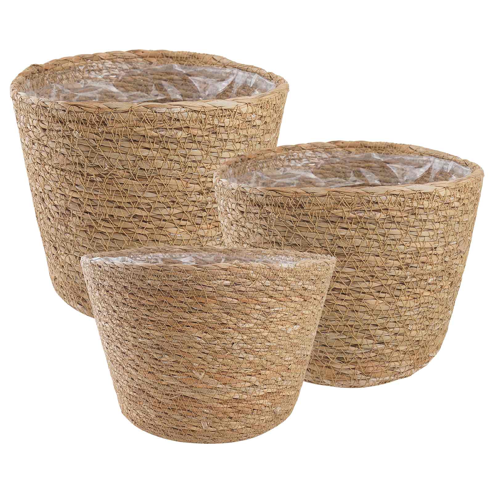 Zeegras Plantenmanden 3 pcs Naturel Ø26 x 19 cm 100% Zeegras is nu te koop bij PeponiXL, paradijselijk wonen!