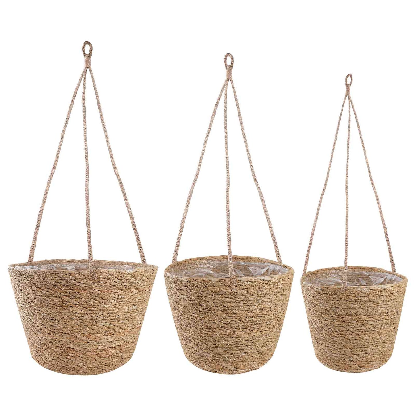 Zeegras Plantenmanden 3 pcs Naturel Ø26 x 19 cm 100% Zeegras is nu te koop bij PeponiXL, paradijselijk wonen!