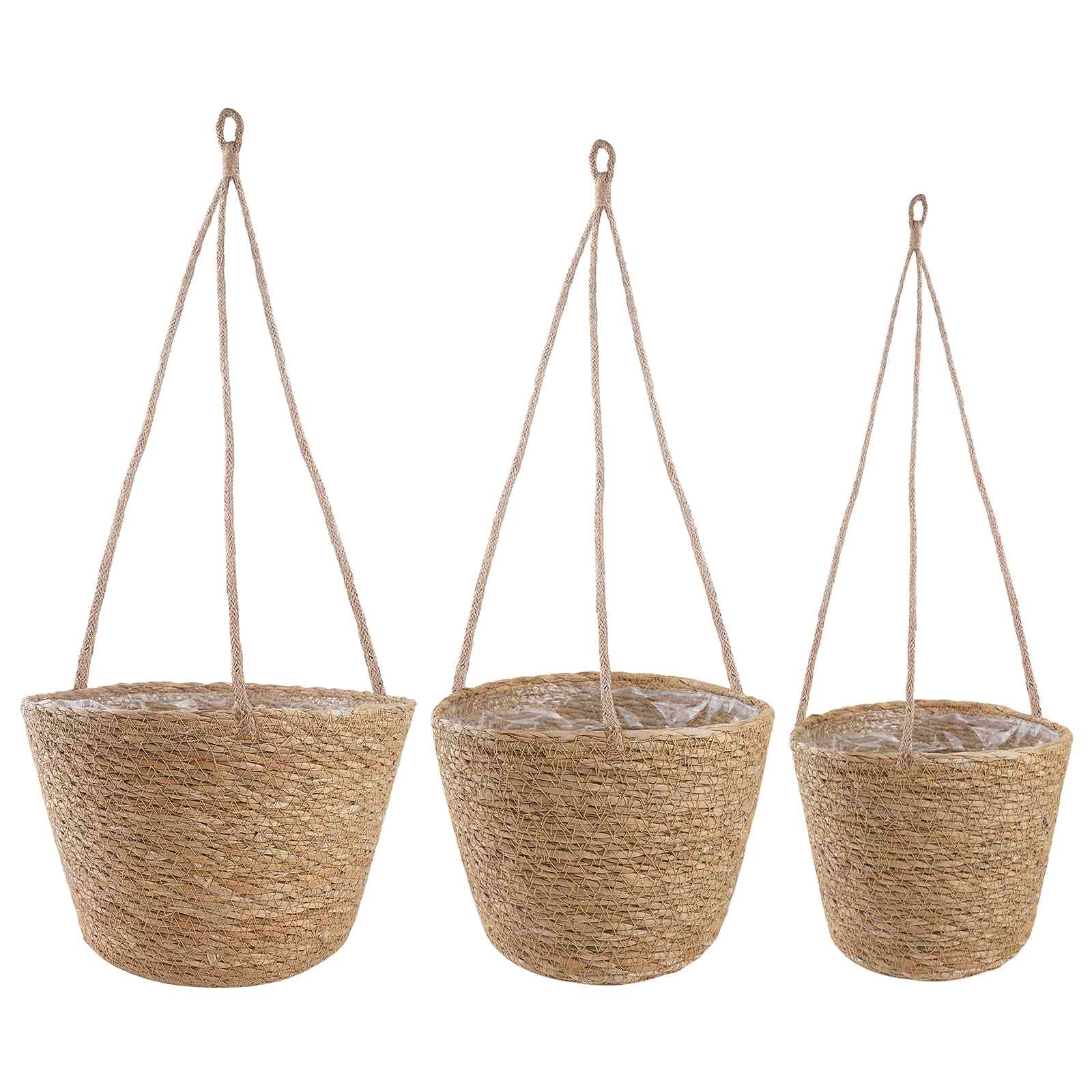 Zeegras Plantenmanden 3 pcs Naturel Ø26 x 19 cm 100% Zeegras is nu te koop bij PeponiXL, paradijselijk wonen!