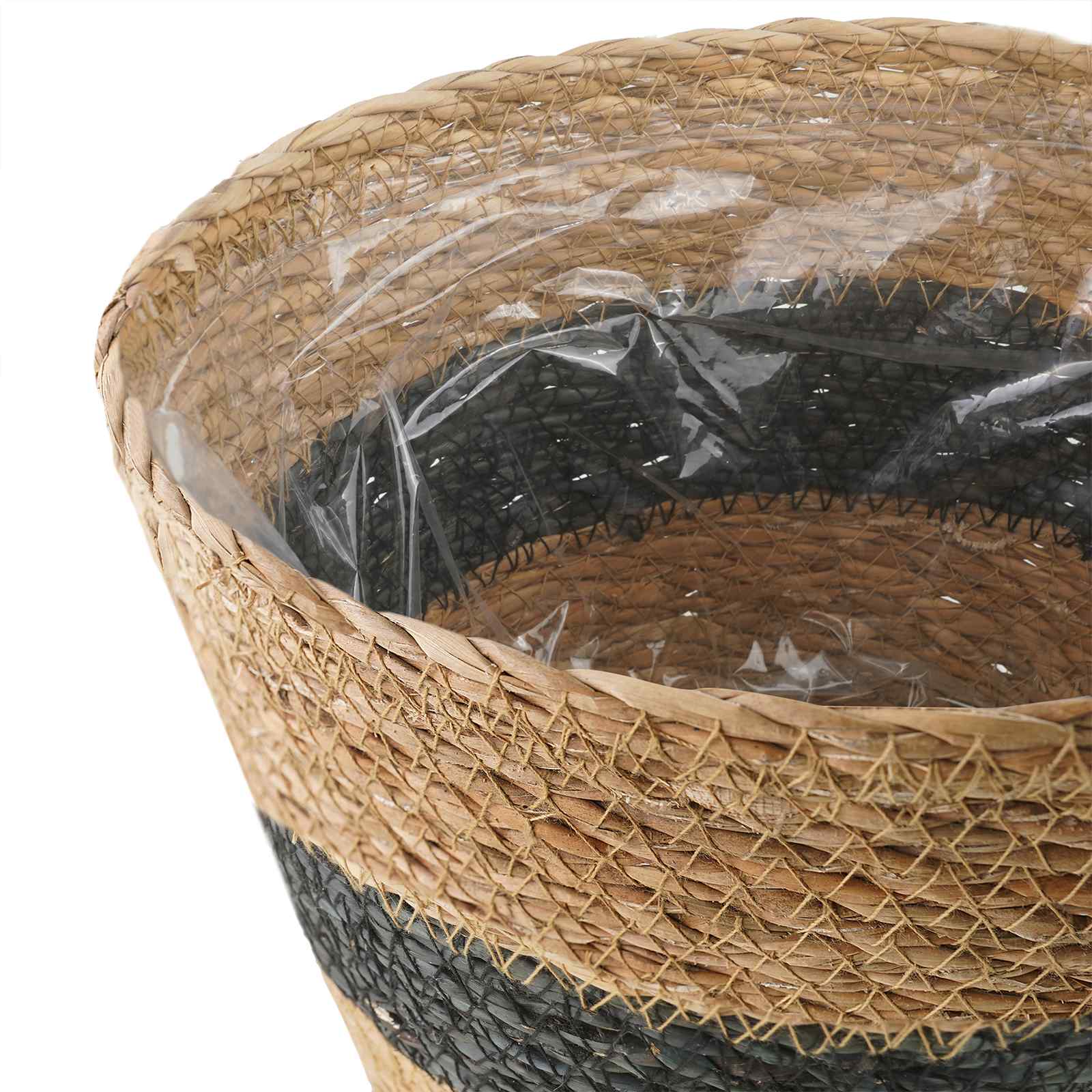 Zeegras Plantenmanden 3 pcs Naturel en Zwart Ø26 x 19 cm is nu te koop bij PeponiXL, paradijselijk wonen!