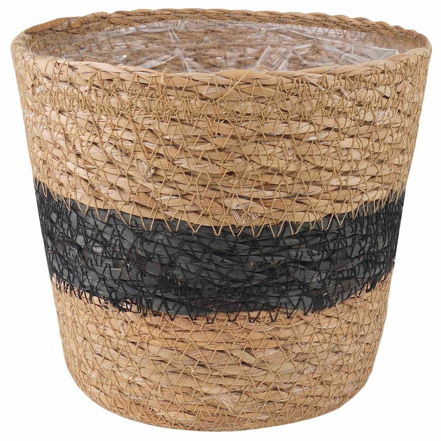 Zeegras Plantenmanden 3 pcs Naturel en Zwart Ø26 x 19 cm is nu te koop bij PeponiXL, paradijselijk wonen!