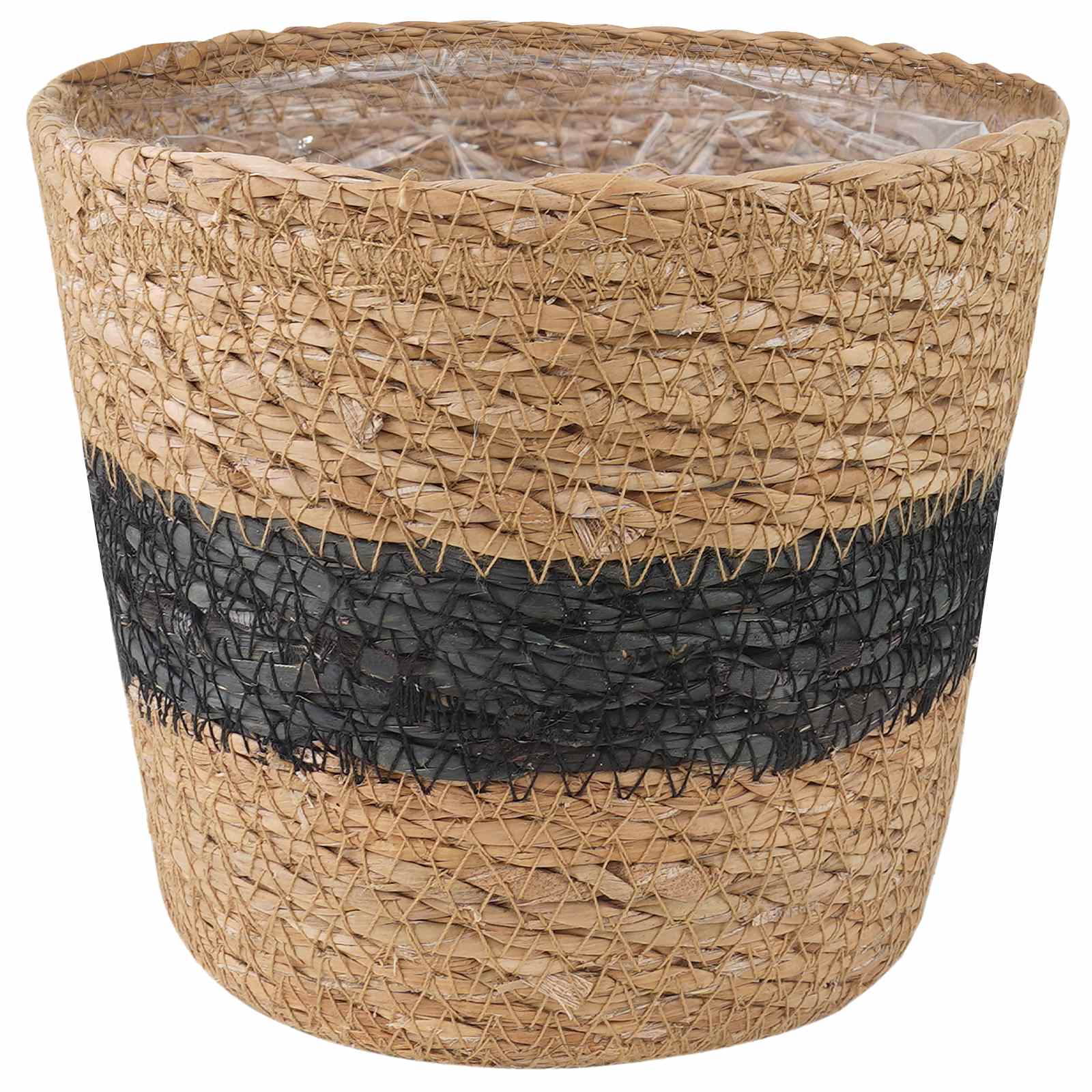 Zeegras Plantenmanden 3 pcs Naturel en Zwart Ø26 x 19 cm is nu te koop bij PeponiXL, paradijselijk wonen!