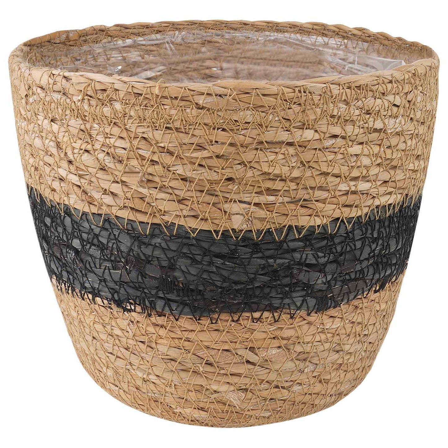 Zeegras Plantenmanden 3 pcs Naturel en Zwart Ø26 x 19 cm is nu te koop bij PeponiXL, paradijselijk wonen!