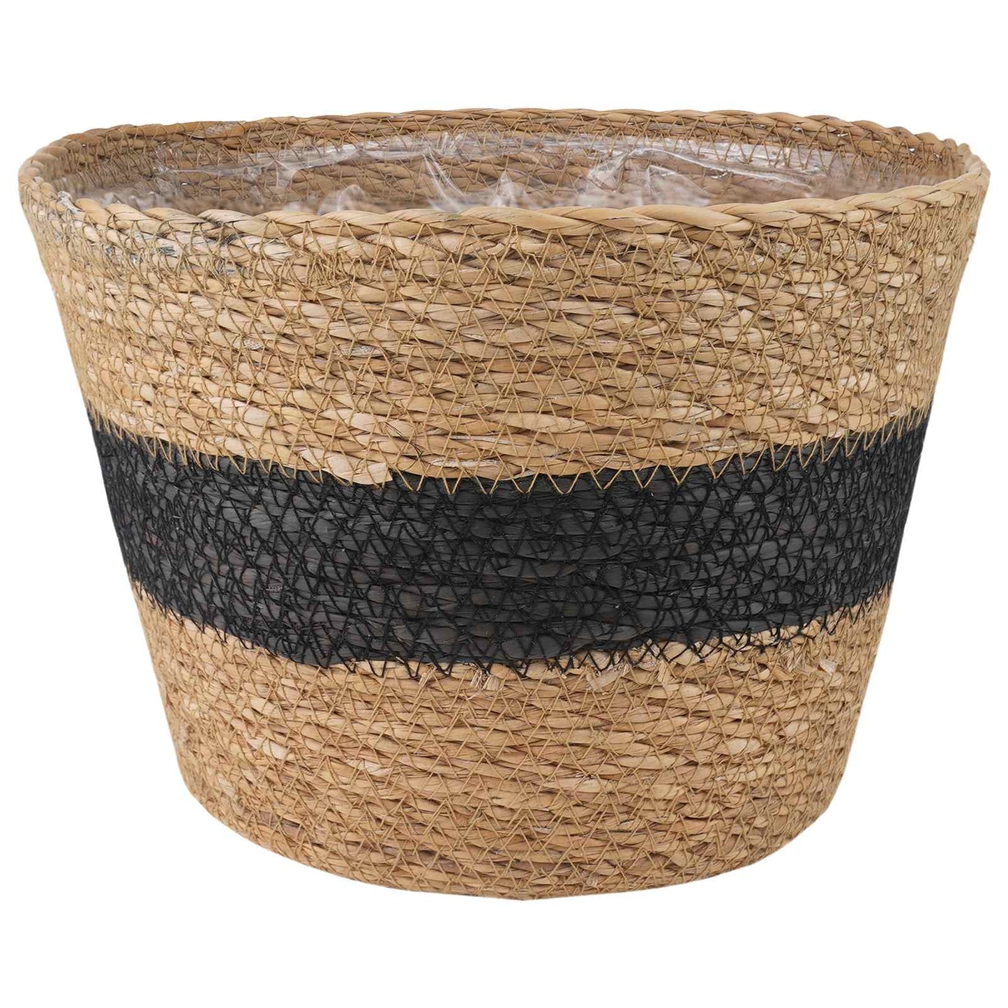 Zeegras Plantenmanden 3 pcs Naturel en Zwart Ø26 x 19 cm is nu te koop bij PeponiXL, paradijselijk wonen!