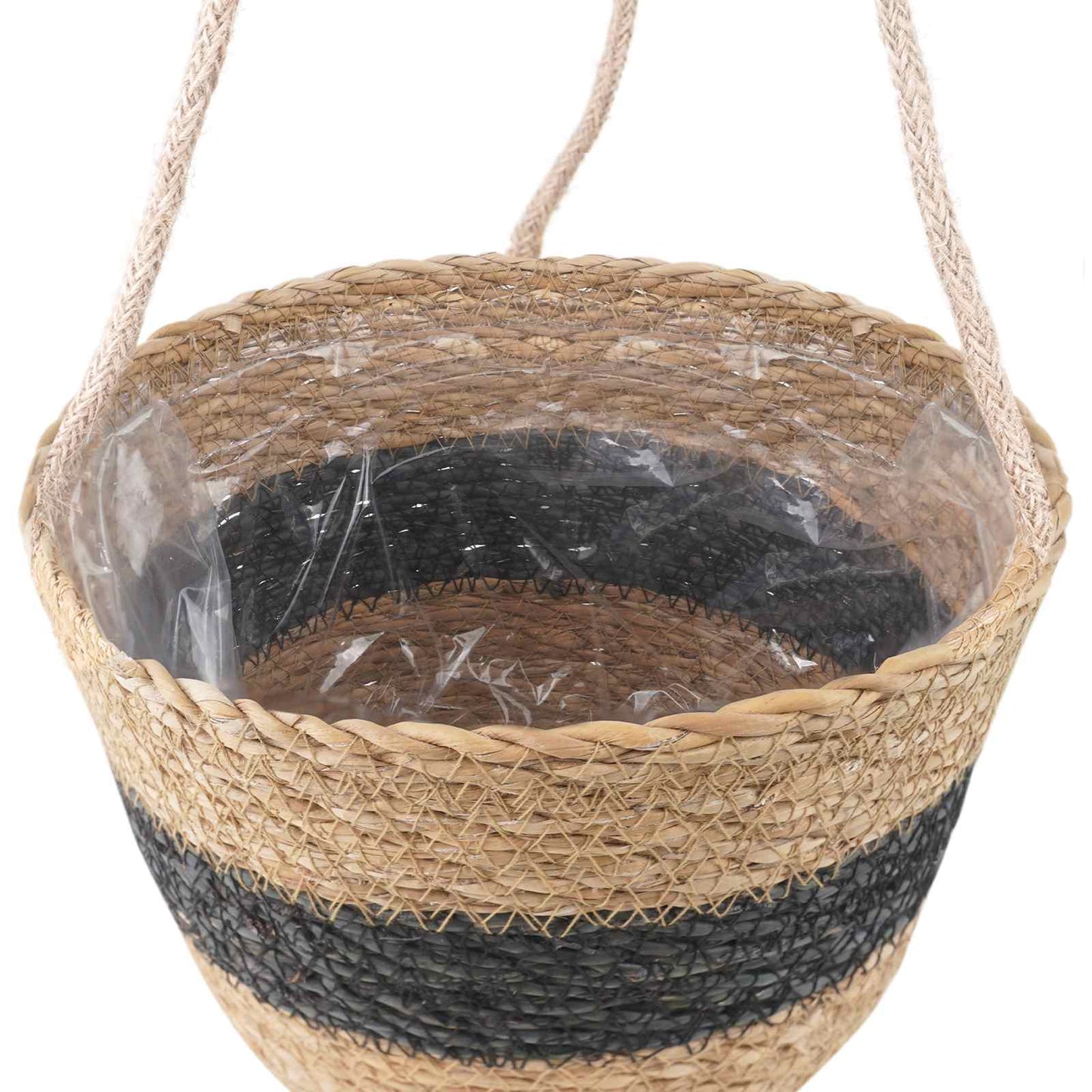 Zeegras Plantenmanden 3 pcs Naturel en Zwart Ø26 x 19 cm is nu te koop bij PeponiXL, paradijselijk wonen!