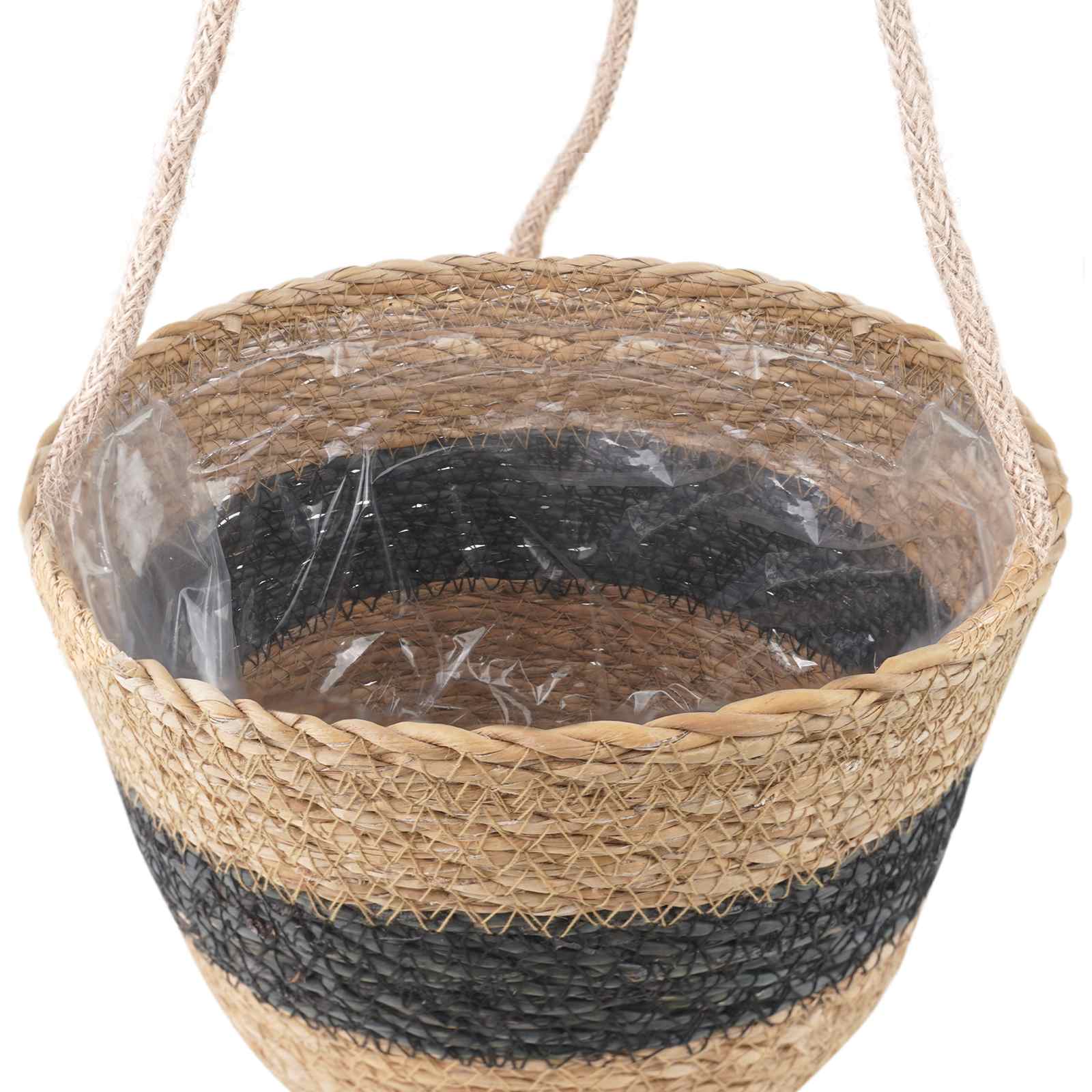 Zeegras Plantenmanden 3 pcs Naturel en Zwart Ø26 x 19 cm is nu te koop bij PeponiXL, paradijselijk wonen!