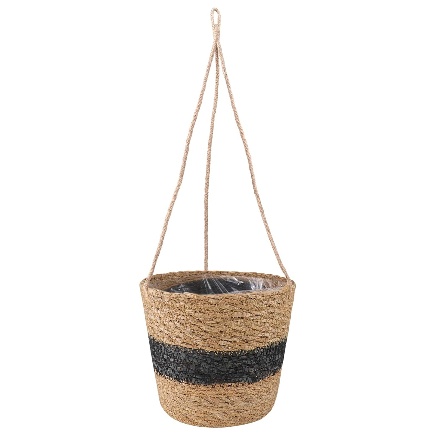 Zeegras Plantenmanden 3 pcs Naturel en Zwart Ø26 x 19 cm is nu te koop bij PeponiXL, paradijselijk wonen!