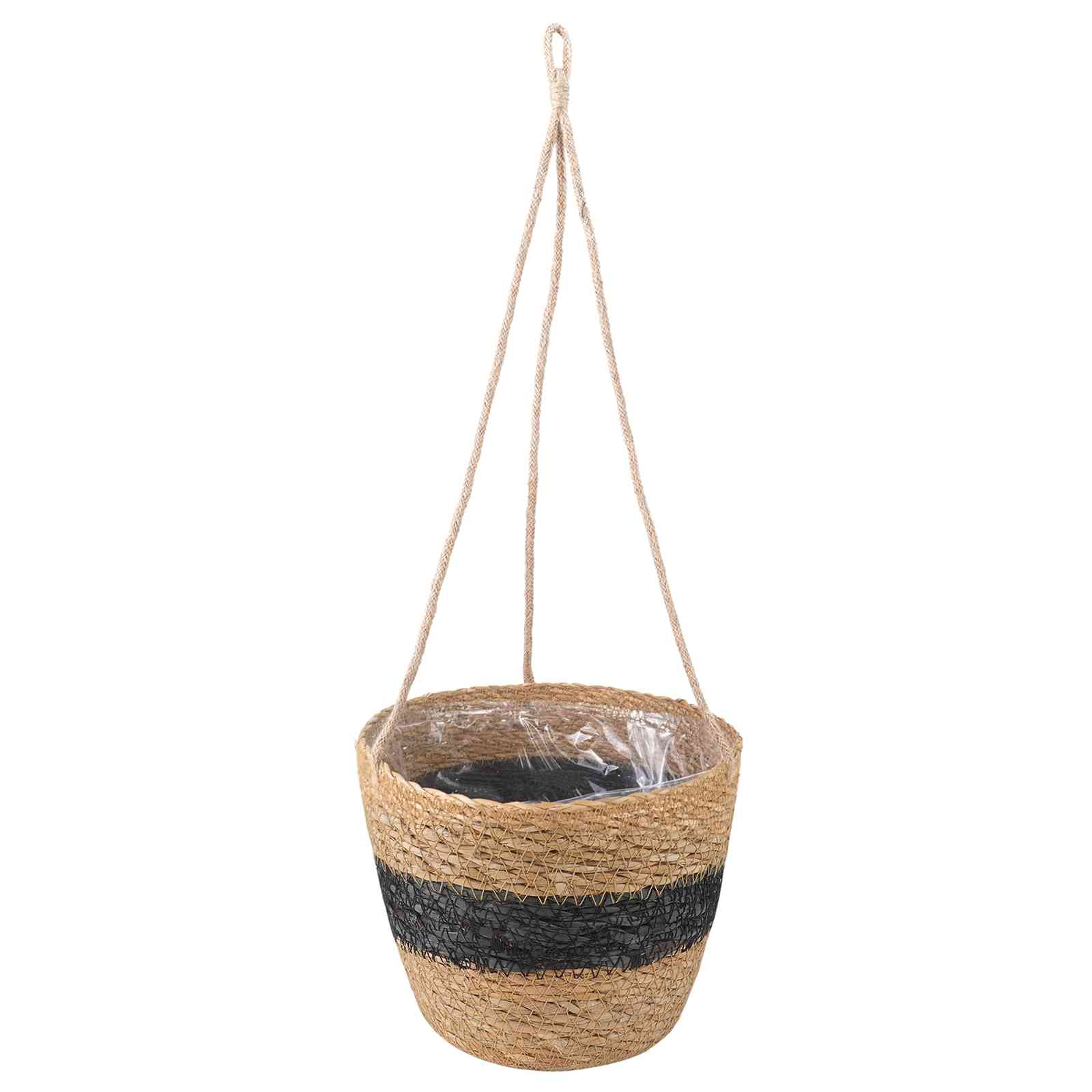 Zeegras Plantenmanden 3 pcs Naturel en Zwart Ø26 x 19 cm is nu te koop bij PeponiXL, paradijselijk wonen!