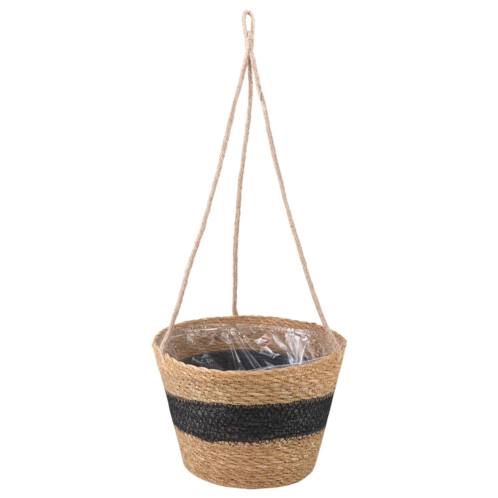 Zeegras Plantenmanden 3 pcs Naturel en Zwart Ø26 x 19 cm is nu te koop bij PeponiXL, paradijselijk wonen!