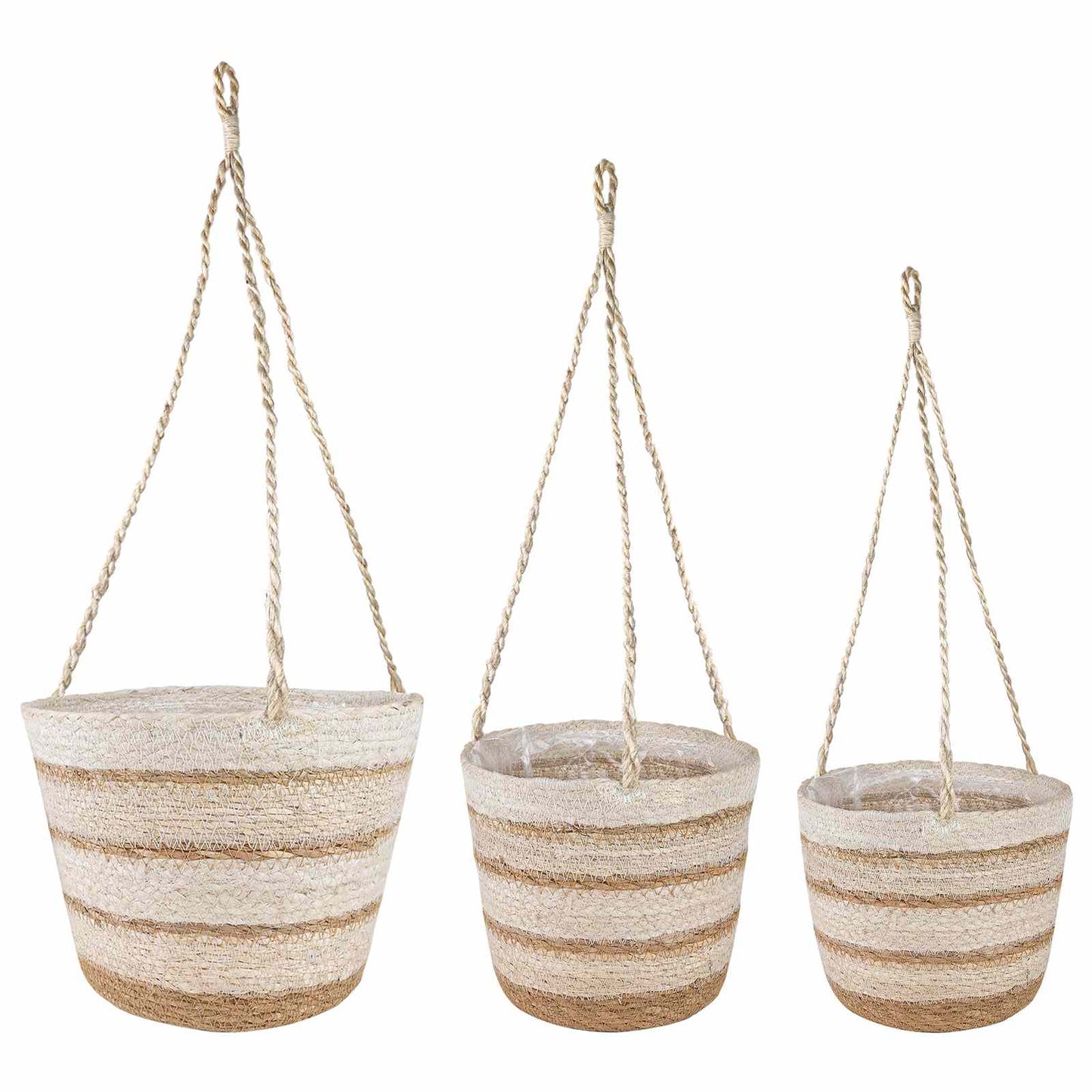 Zeegras Plantenmanden 3 pcs Natuurlijk, Wit en Beige is nu te koop bij PeponiXL, paradijselijk wonen!