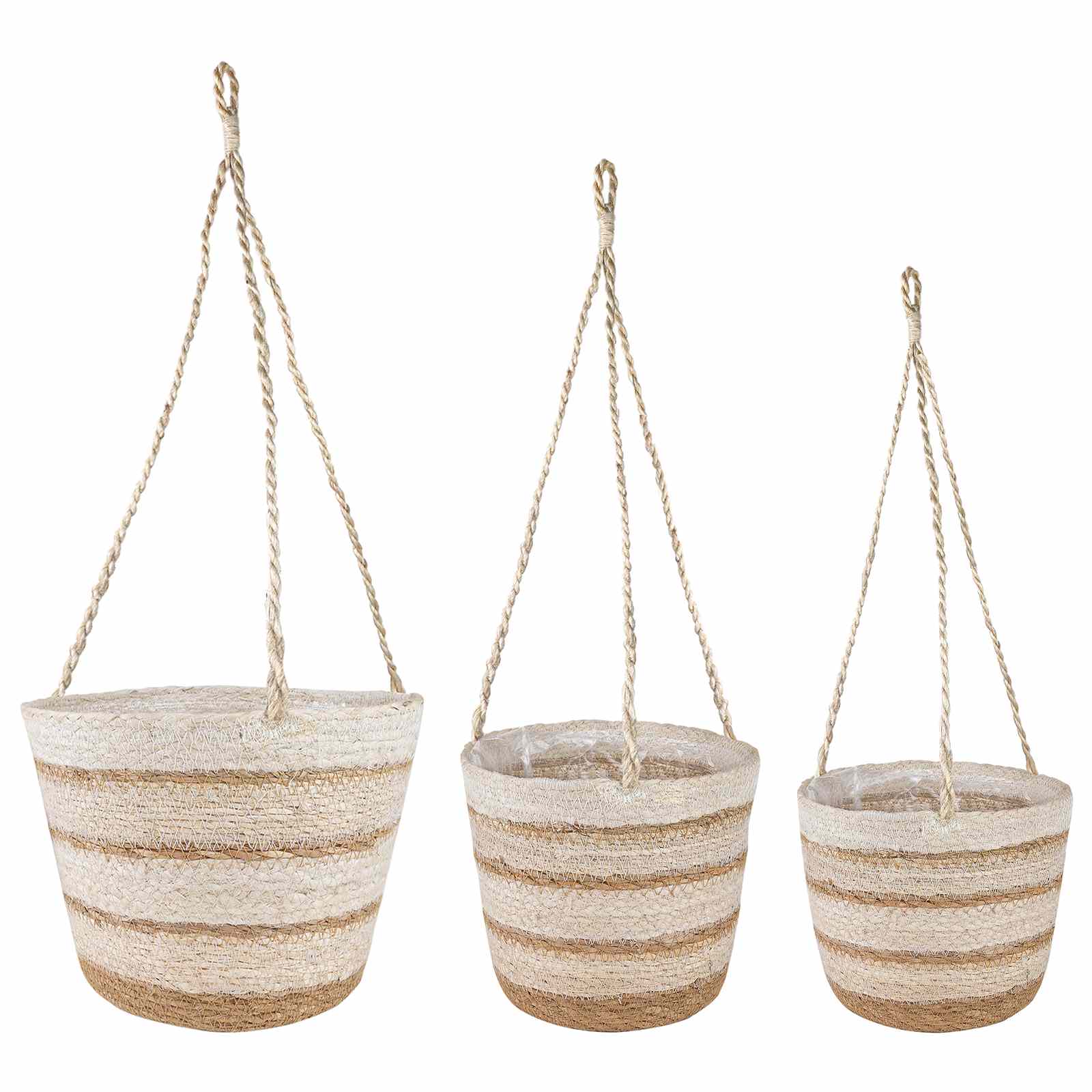 Zeegras Plantenmanden 3 pcs Natuurlijk, Wit en Beige is nu te koop bij PeponiXL, paradijselijk wonen!