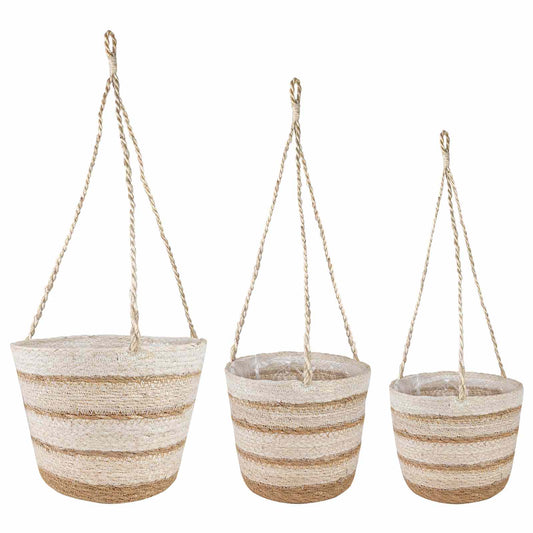 Zeegras Plantenmanden 3 pcs Natuurlijk, Wit en Beige is nu te koop bij PeponiXL, paradijselijk wonen!