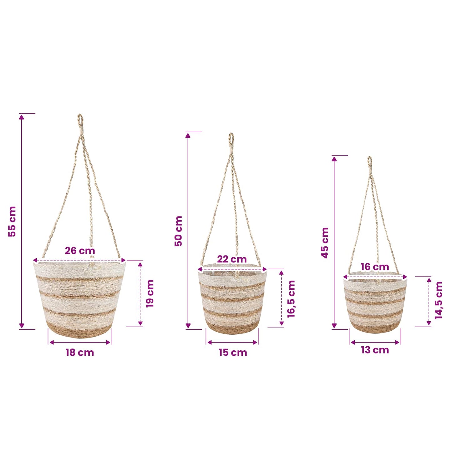 Zeegras Plantenmanden 3 pcs Natuurlijk, Wit en Beige is nu te koop bij PeponiXL, paradijselijk wonen!