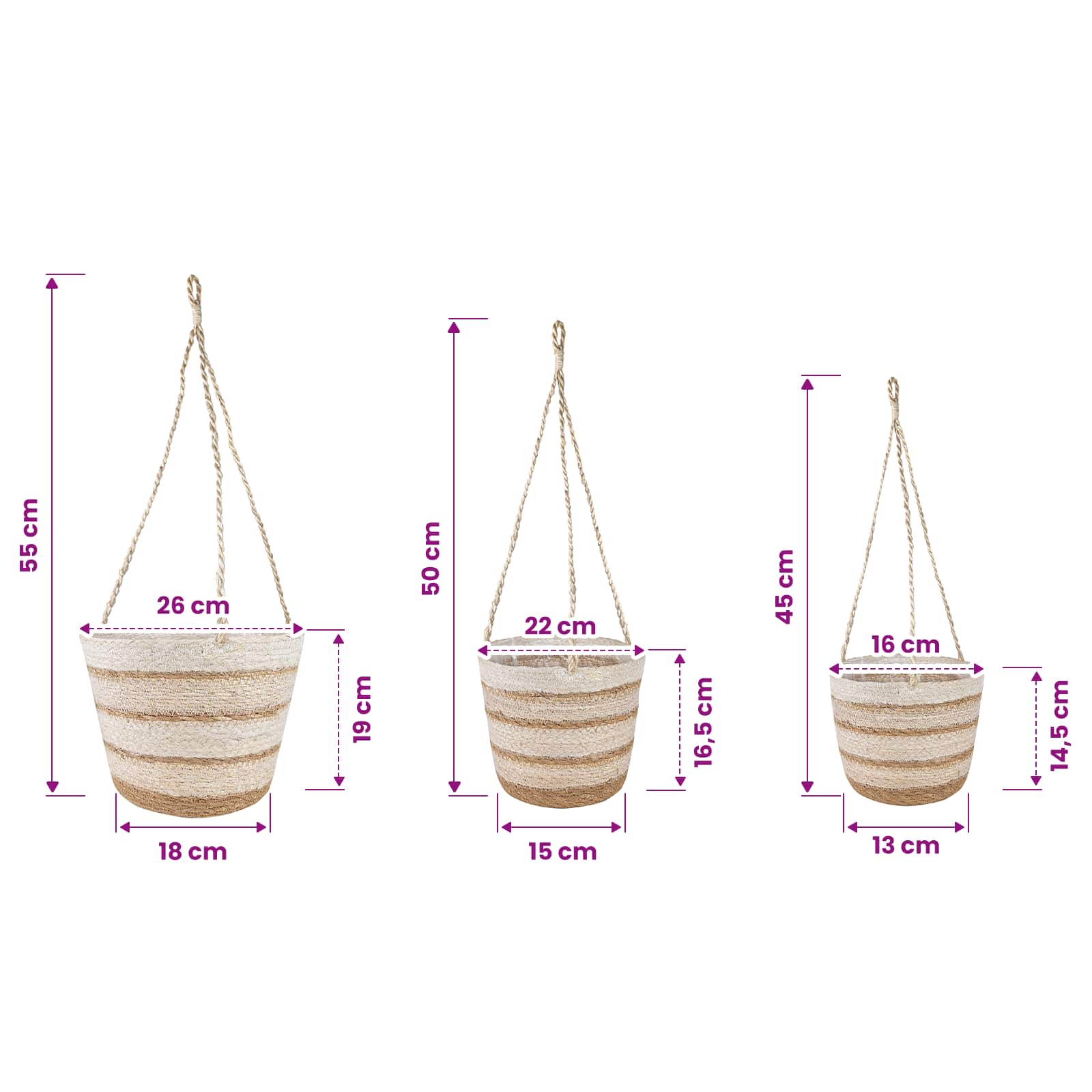 Zeegras Plantenmanden 3 pcs Natuurlijk, Wit en Beige is nu te koop bij PeponiXL, paradijselijk wonen!