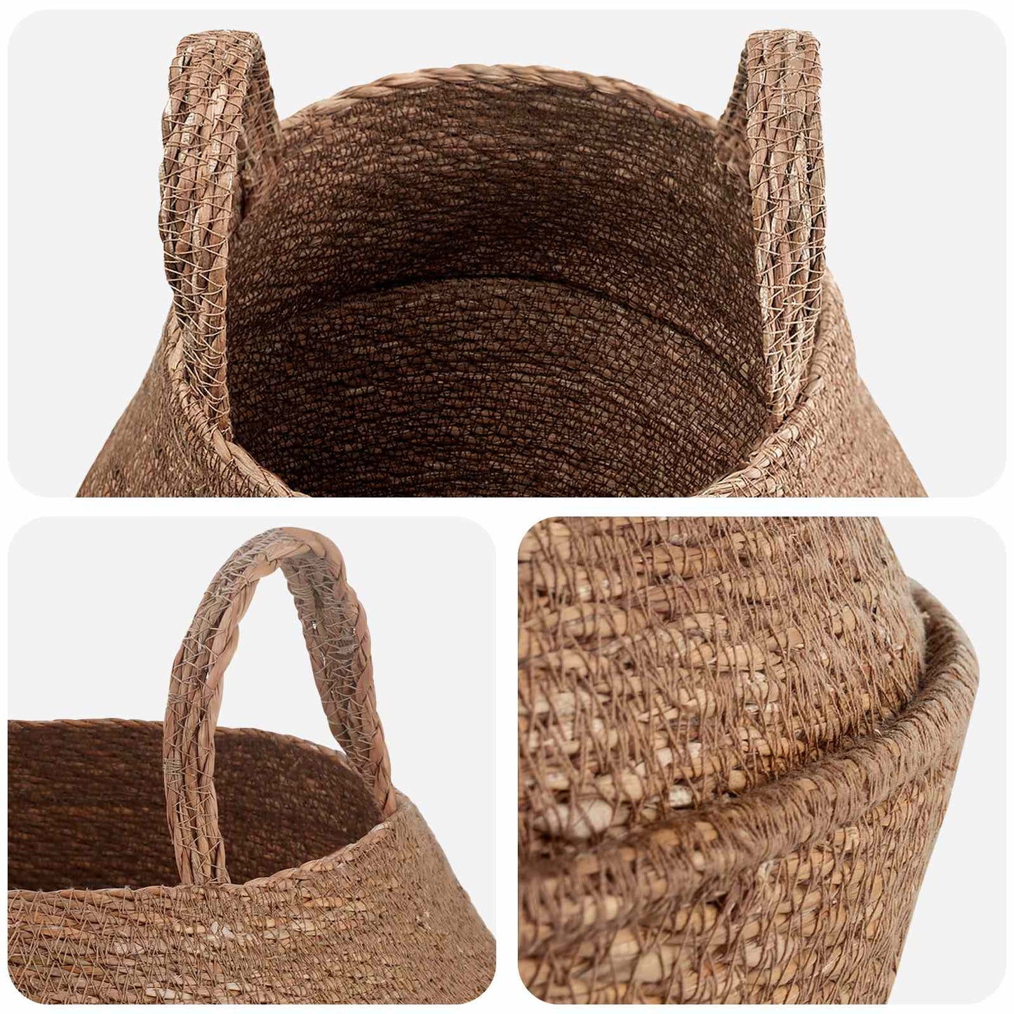 Plantenpot met handvatten Naturel Ø 22 x 20 cm 100% Zeegras is nu te koop bij PeponiXL, paradijselijk wonen!