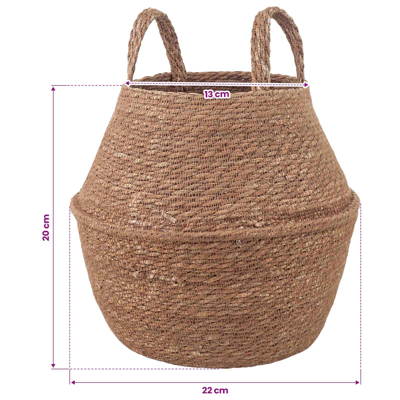 Plantenpot met handvatten Naturel Ø 22 x 20 cm 100% Zeegras is nu te koop bij PeponiXL, paradijselijk wonen!