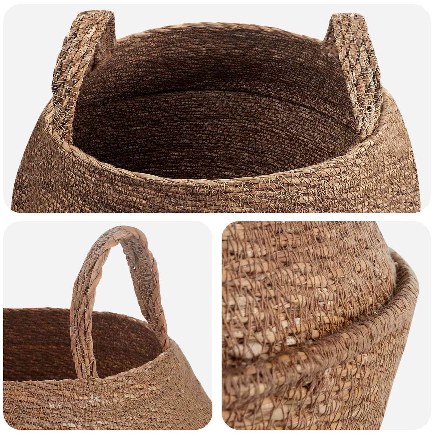 Plantenpot met handvatten Naturel Ø 45 x 36 cm 100% Zeegras