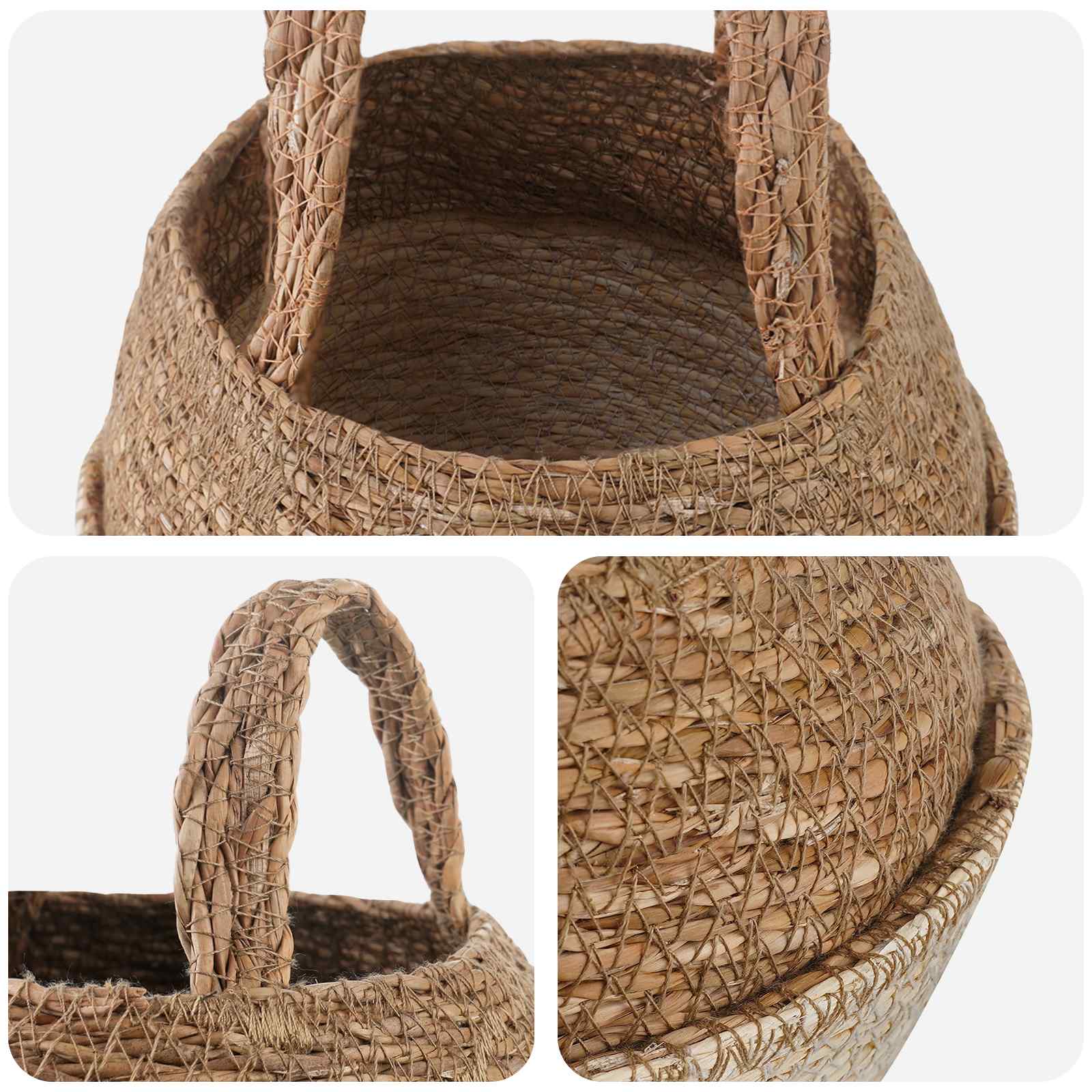 Plantenpot met handvatten Wit Ø 22 x 20 cm 100% Zeegras is nu te koop bij PeponiXL, paradijselijk wonen!