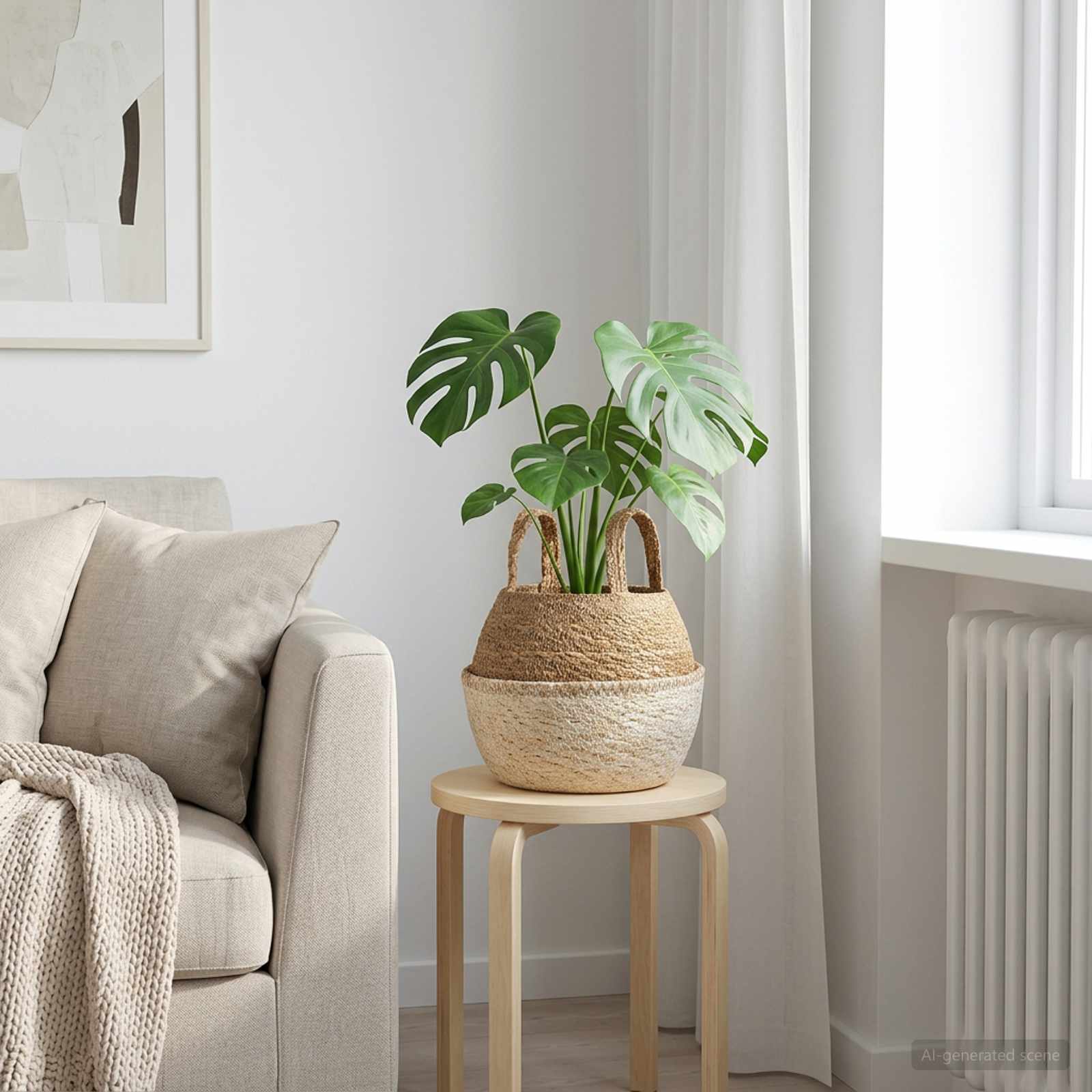 Plantenpot met handvatten Wit Ø 22 x 20 cm 100% Zeegras is nu te koop bij PeponiXL, paradijselijk wonen!