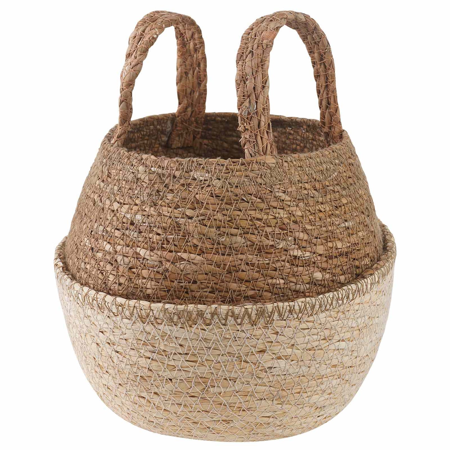 Plantenpot met handvatten Wit Ø 22 x 20 cm 100% Zeegras is nu te koop bij PeponiXL, paradijselijk wonen!
