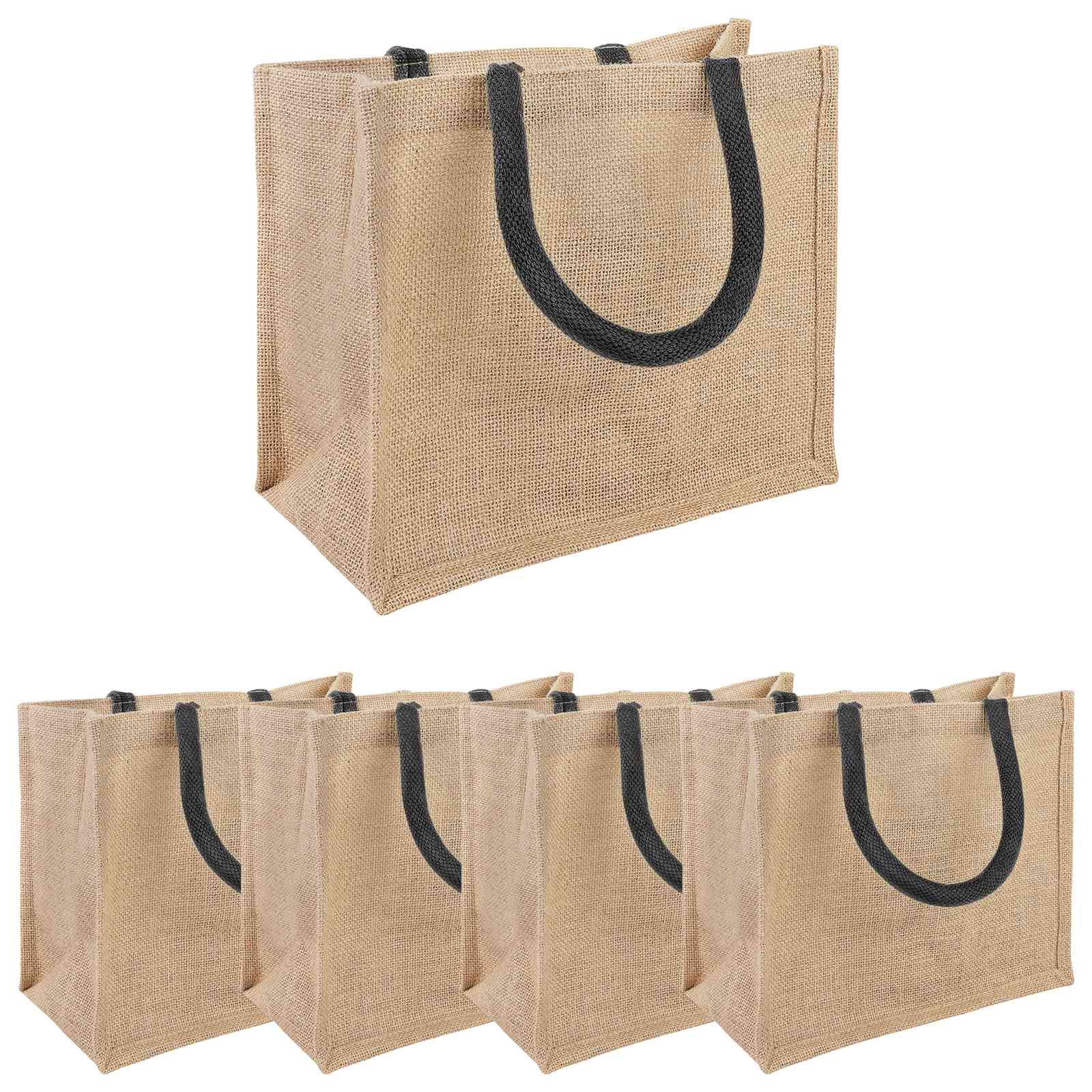 Jute handtassen 5 pcs Naturel en Zwart 26 x 22 x 14 cm is nu te koop bij PeponiXL, paradijselijk wonen!