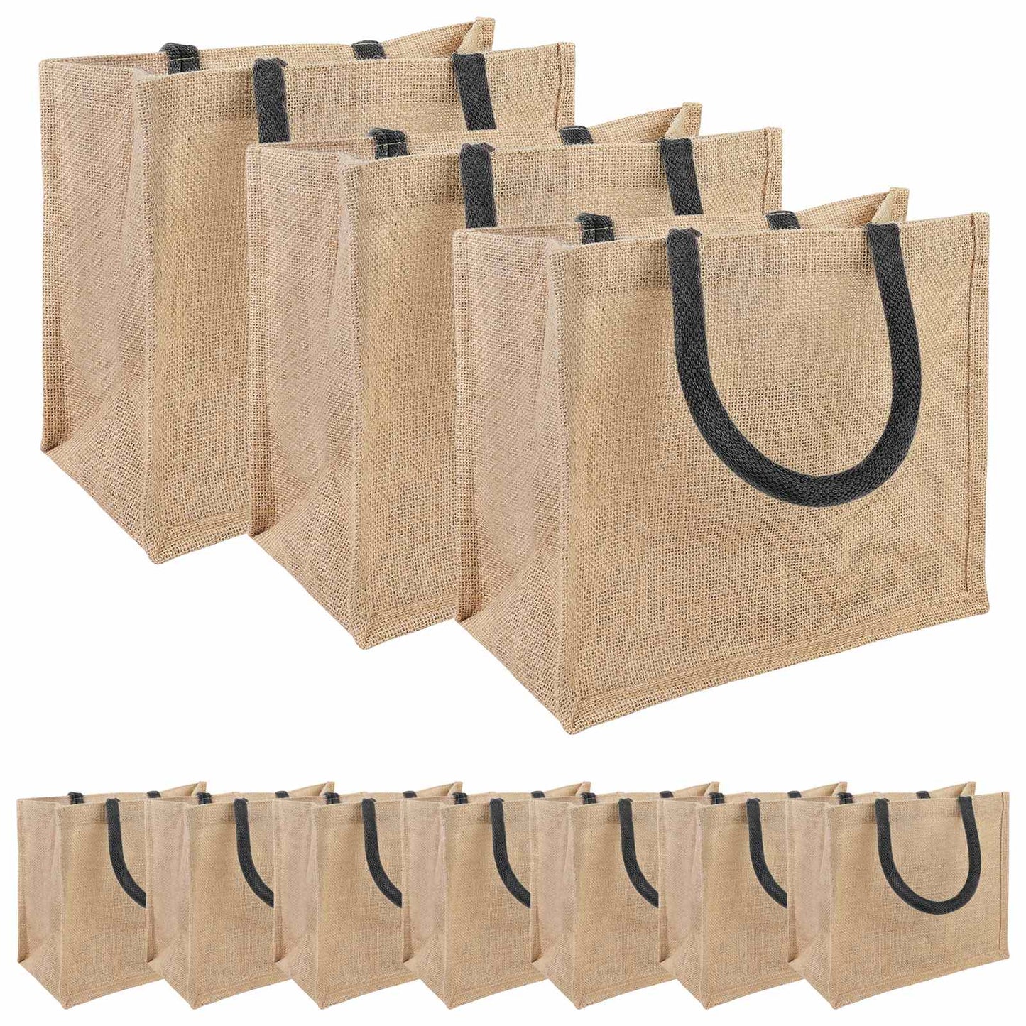 Jute handtassen 10 pcs Naturel en Zwart 26 x 22 x 14 cm is nu te koop bij PeponiXL, paradijselijk wonen!