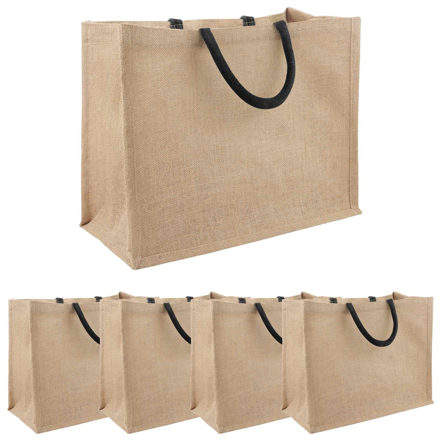 Jute handtassen 5 pcs Naturel en Zwart 42 x 33 x 19 cm