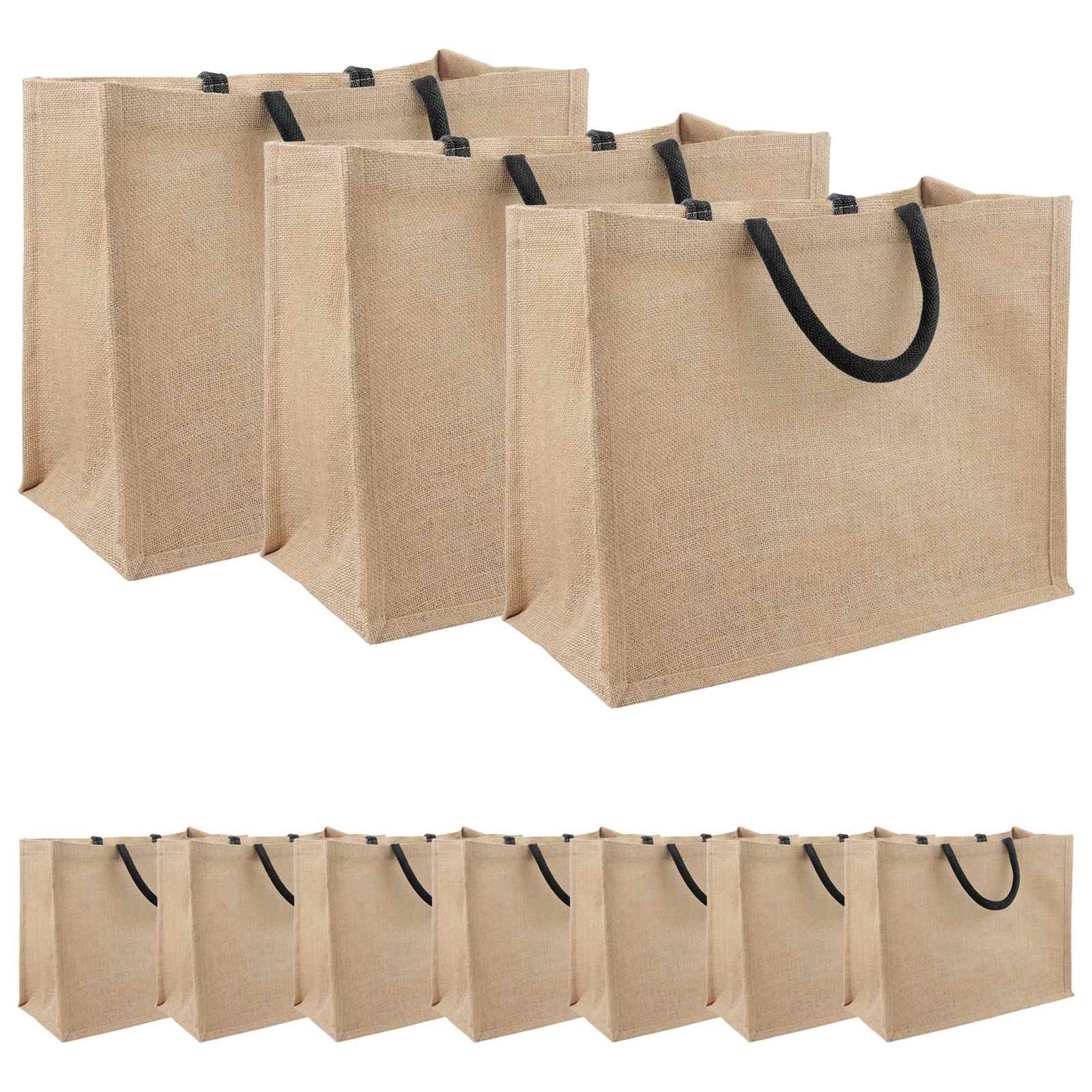 Jute handtassen 10 pcs Naturel en Zwart 42 x 33 x 19 cm