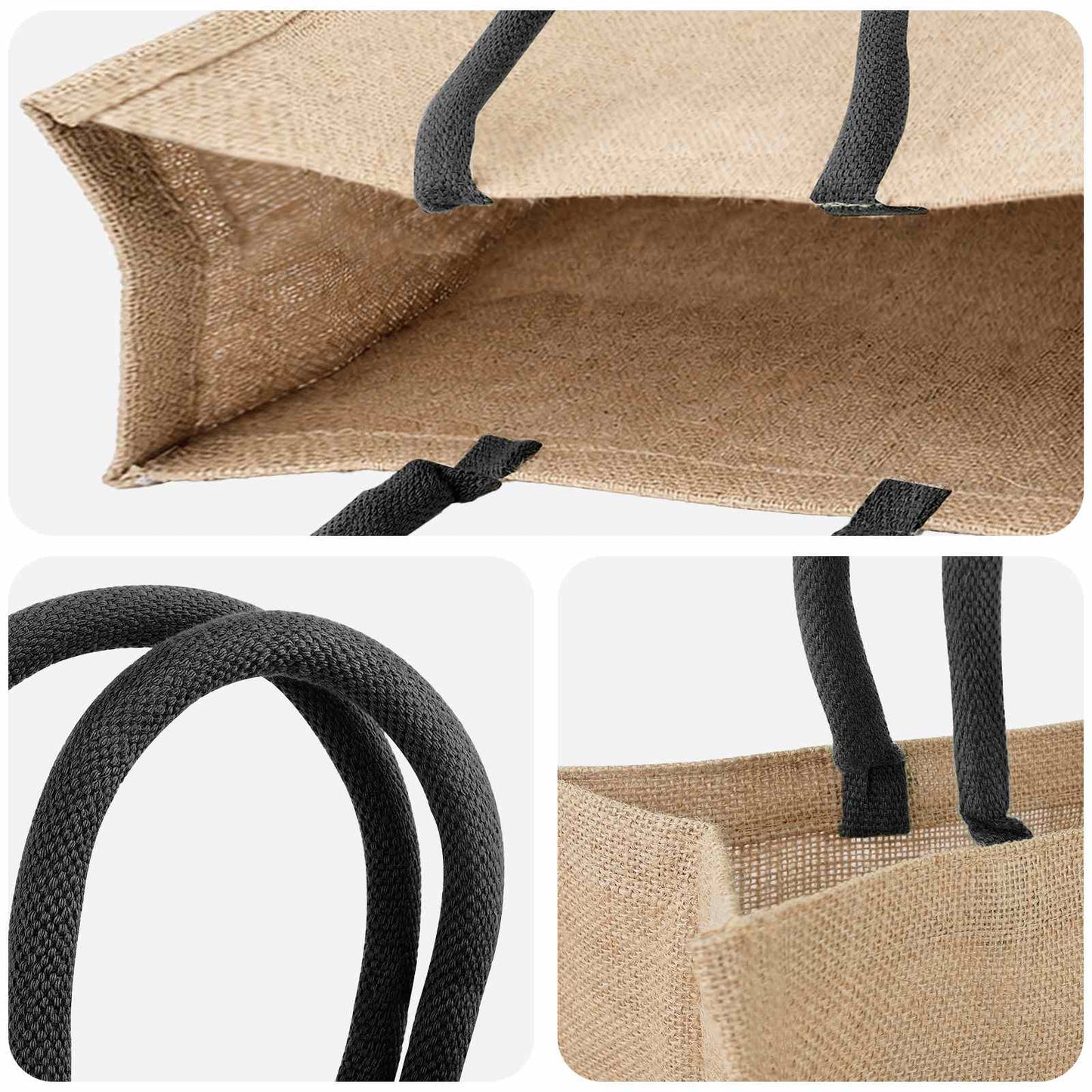Jute handtassen 50 pcs Naturel en Zwart 42 x 33 x 19 cm