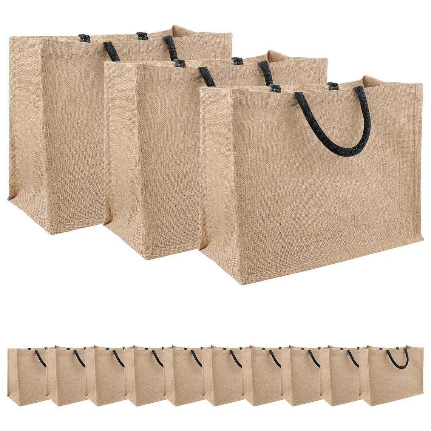 Jute handtassen 50 pcs Naturel en Zwart 42 x 33 x 19 cm