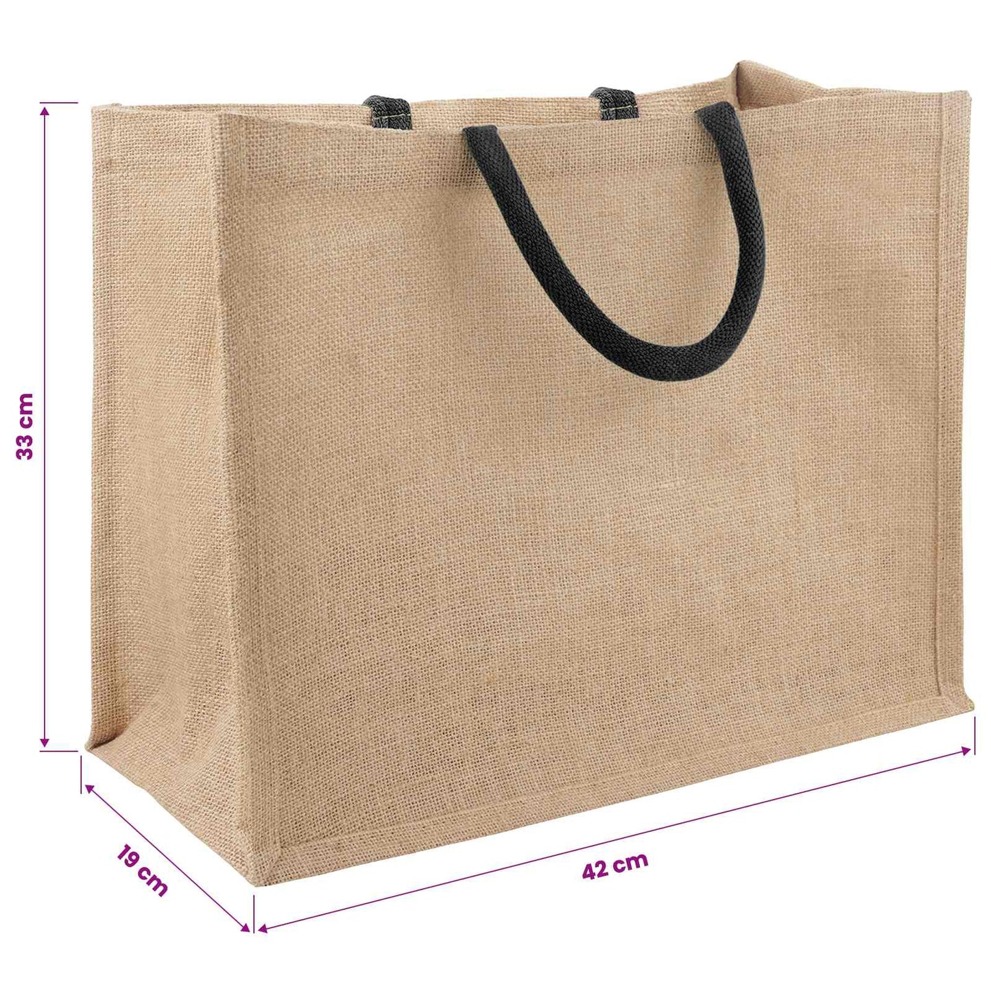 Jute handtassen 50 pcs Naturel en Zwart 42 x 33 x 19 cm