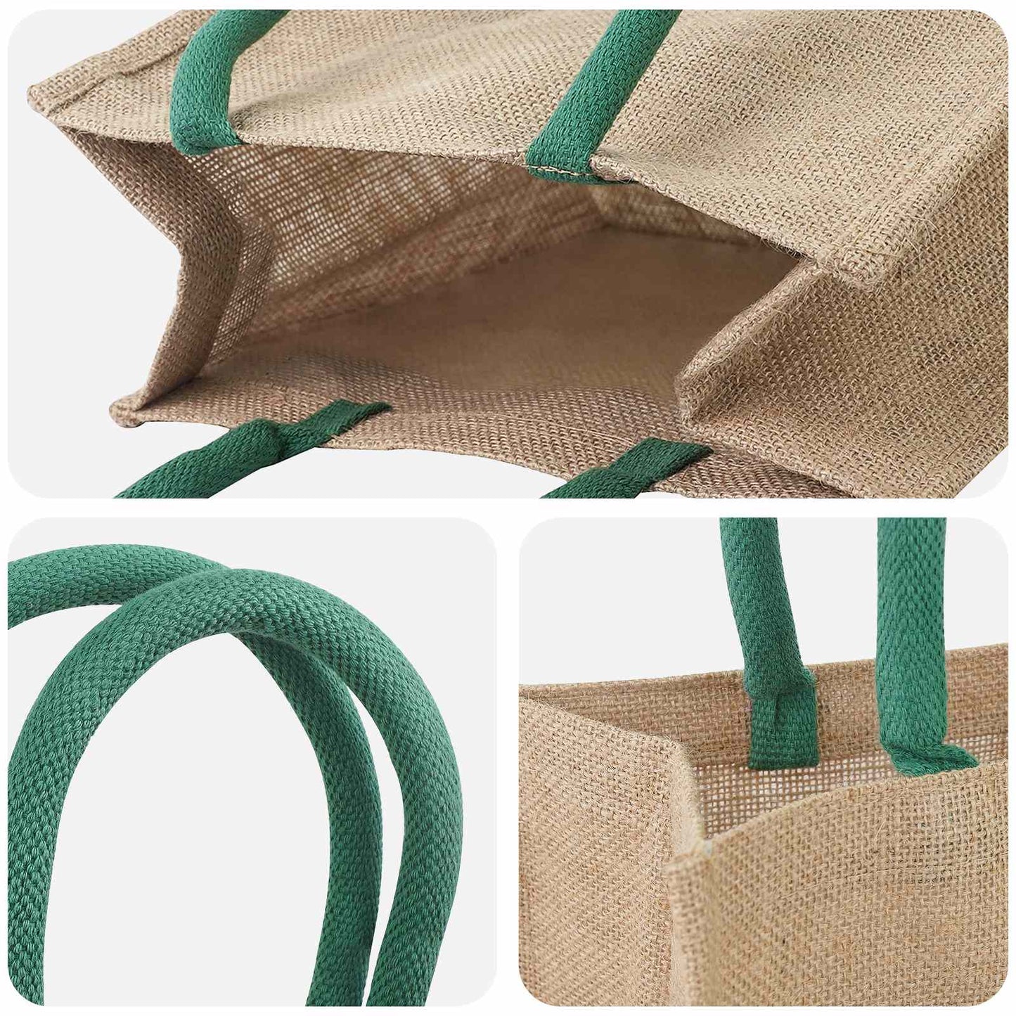Jute handtassen 5 pcs Natuurlijk en Groen 26 x 22 x 14 cm