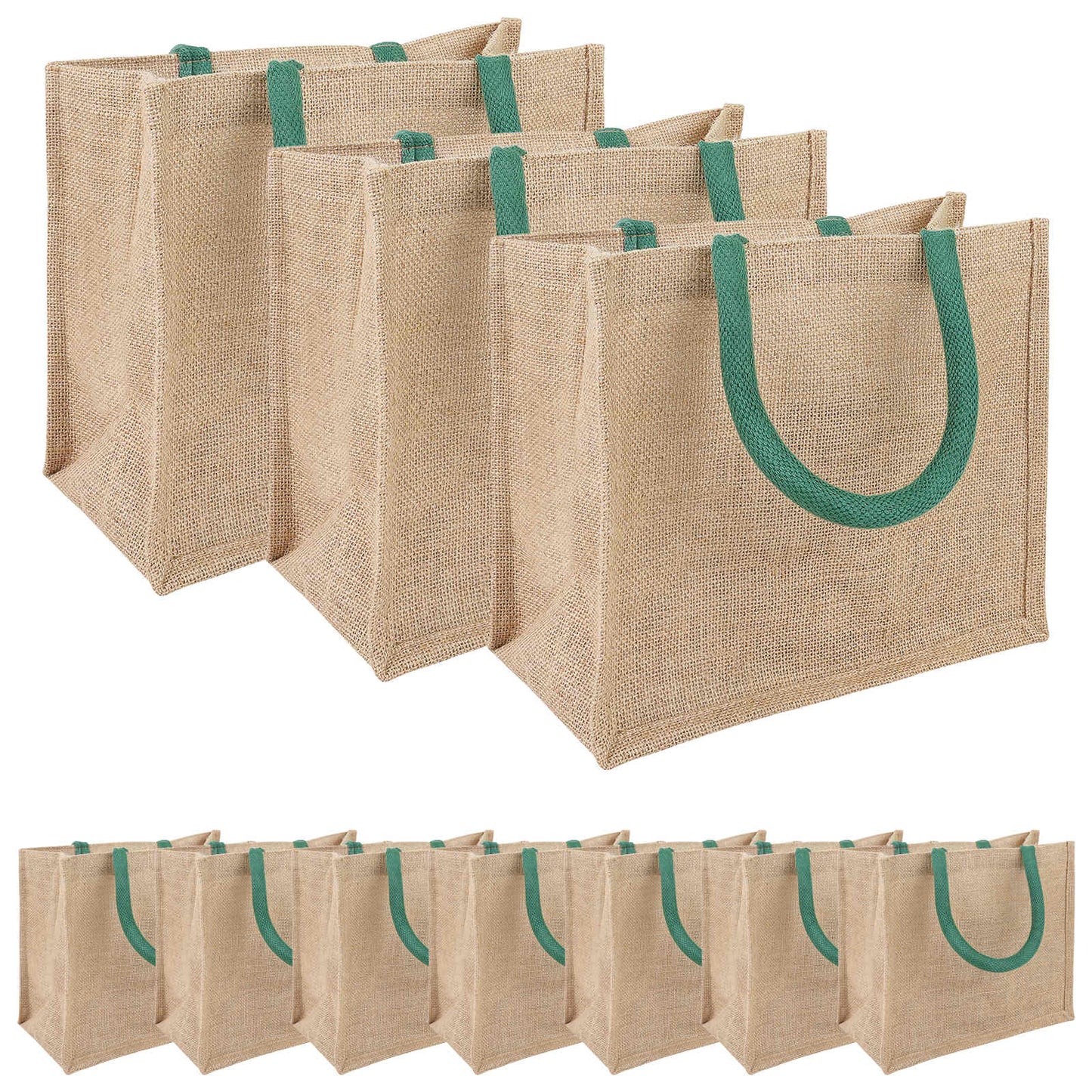Jute handtassen 10 pcs Natuurlijk en Groen 26 x 22 x 14 cm is nu te koop bij PeponiXL, paradijselijk wonen!