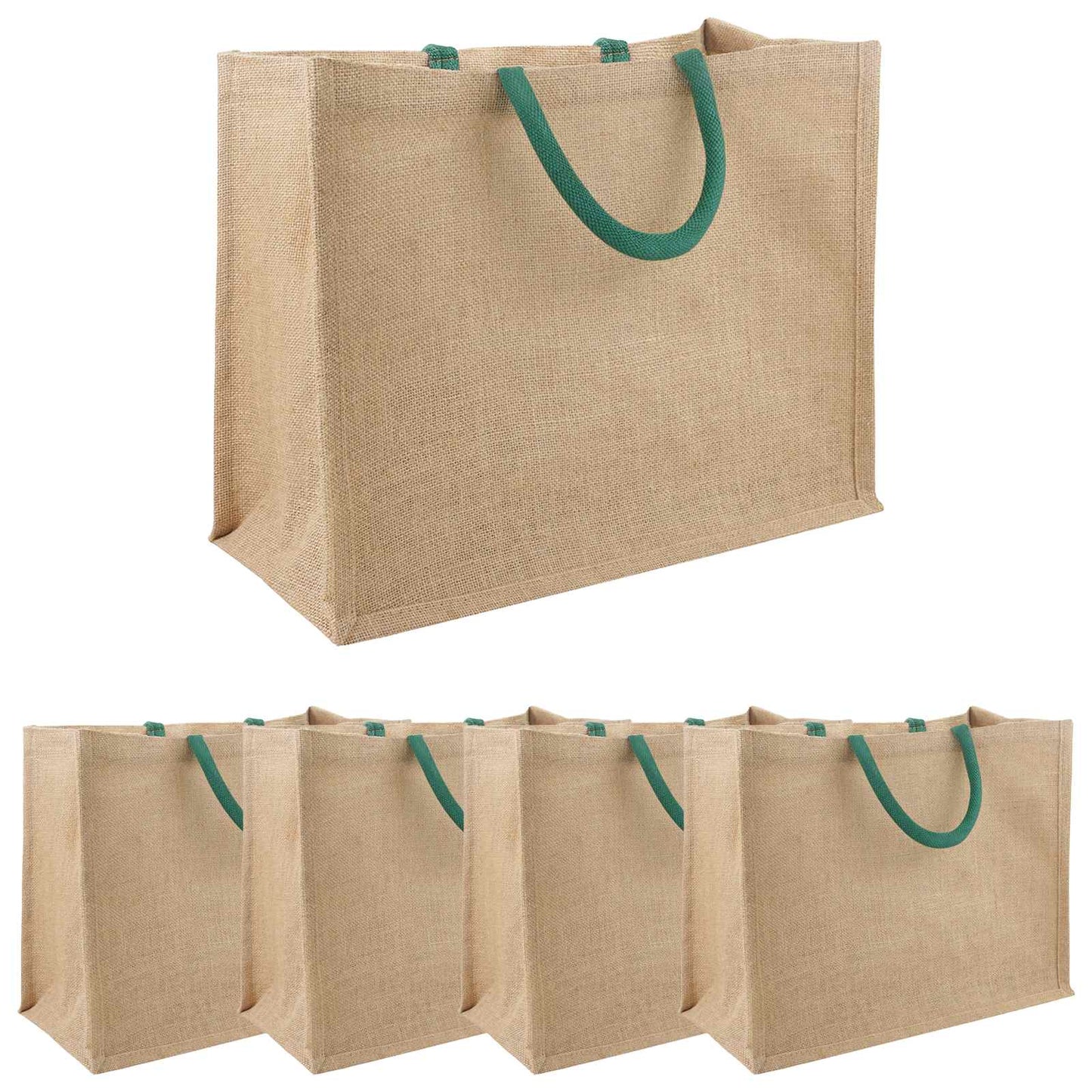 Jute handtassen 5 pcs Natuurlijk en Groen 42 x 33 x 19 cm