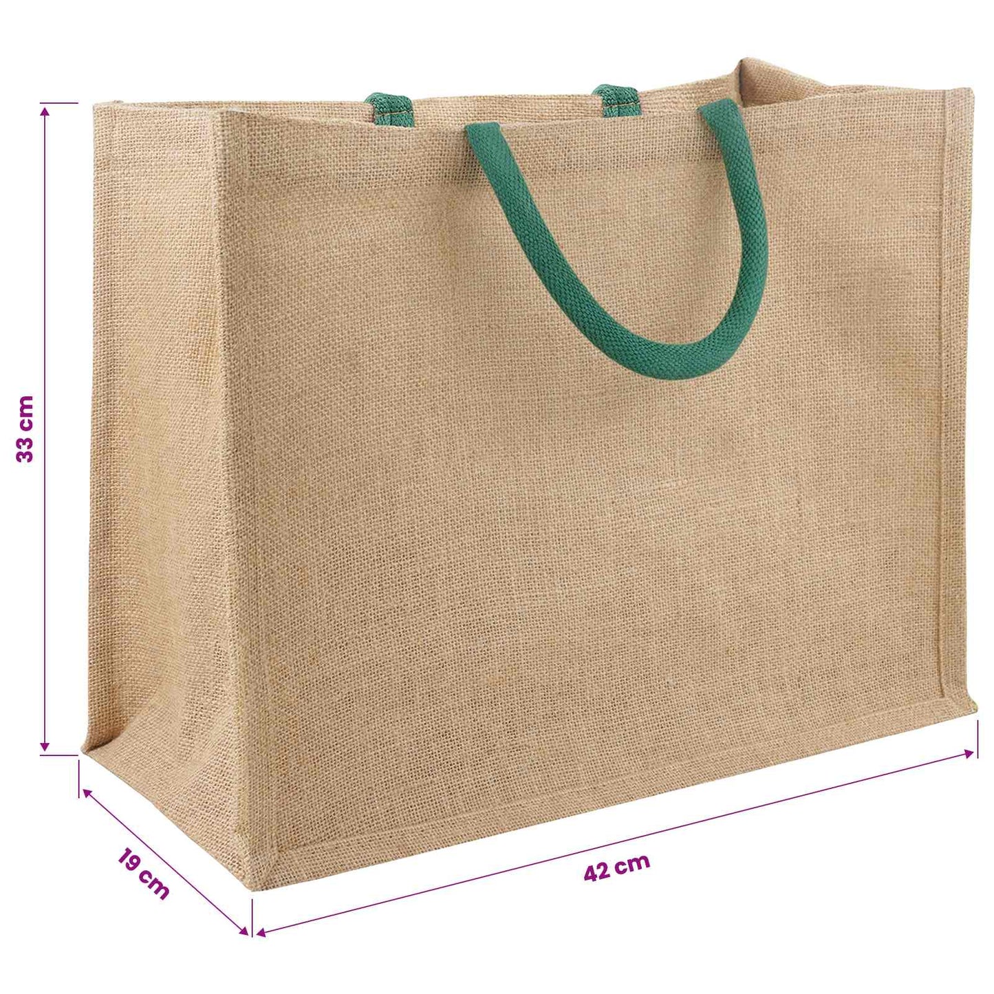 Jute handtassen 5 pcs Natuurlijk en Groen 42 x 33 x 19 cm