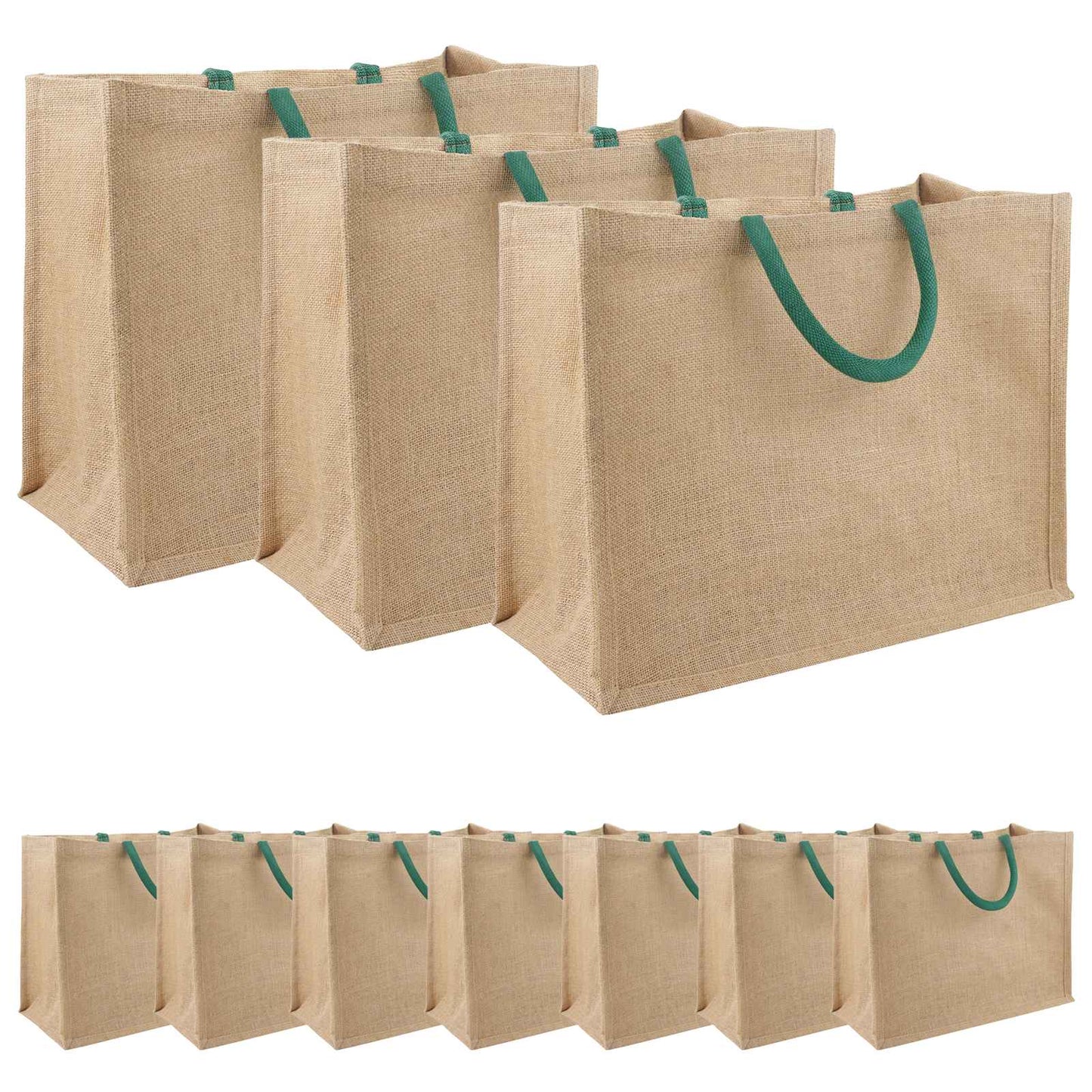 Jute handtassen 10 pcs Natuurlijk en Groen 42 x 33 x 19 cm