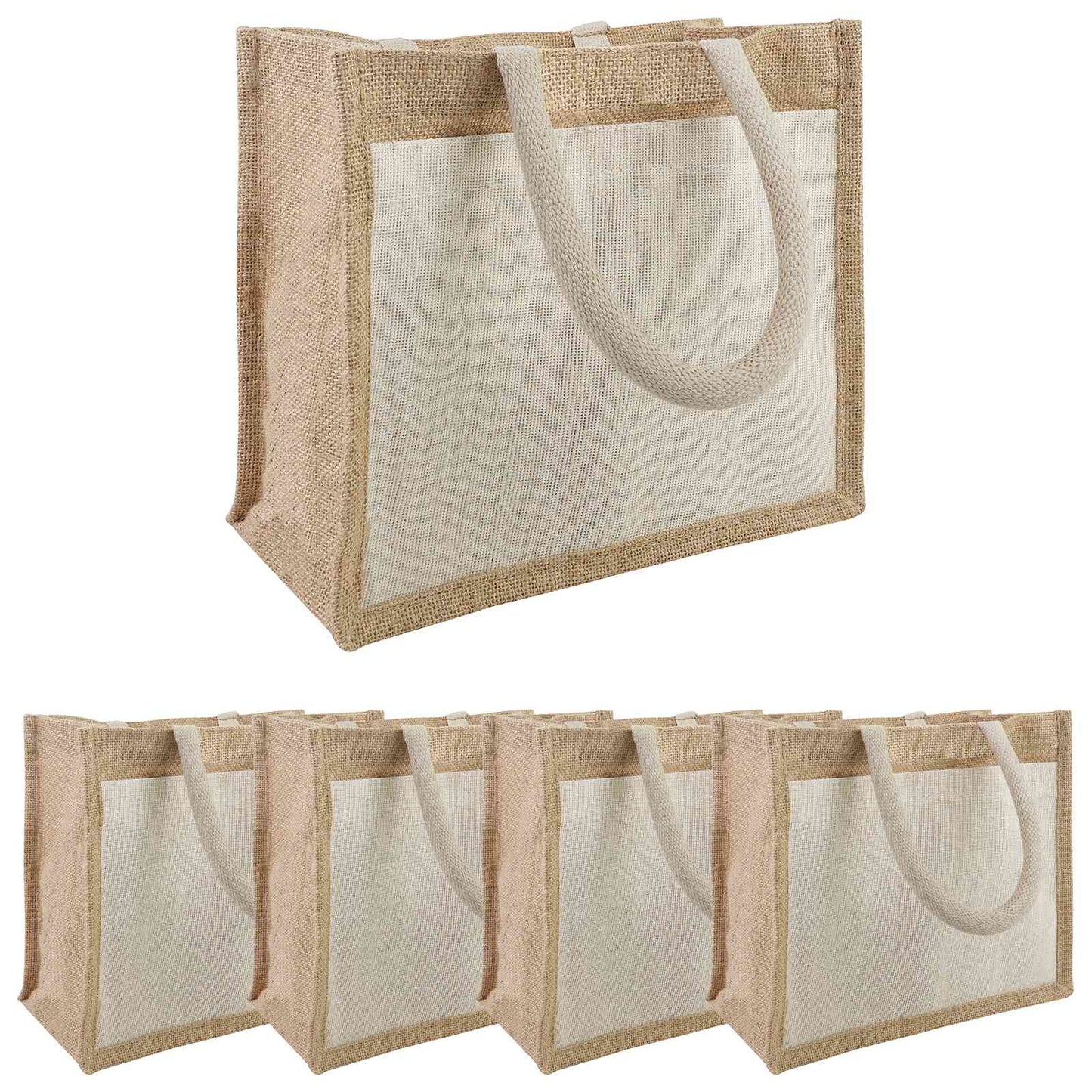 Jute handtassen met zak 5 pcs Natuurlijk en Wit 26 x 22 x 14 cm is nu te koop bij PeponiXL, paradijselijk wonen!