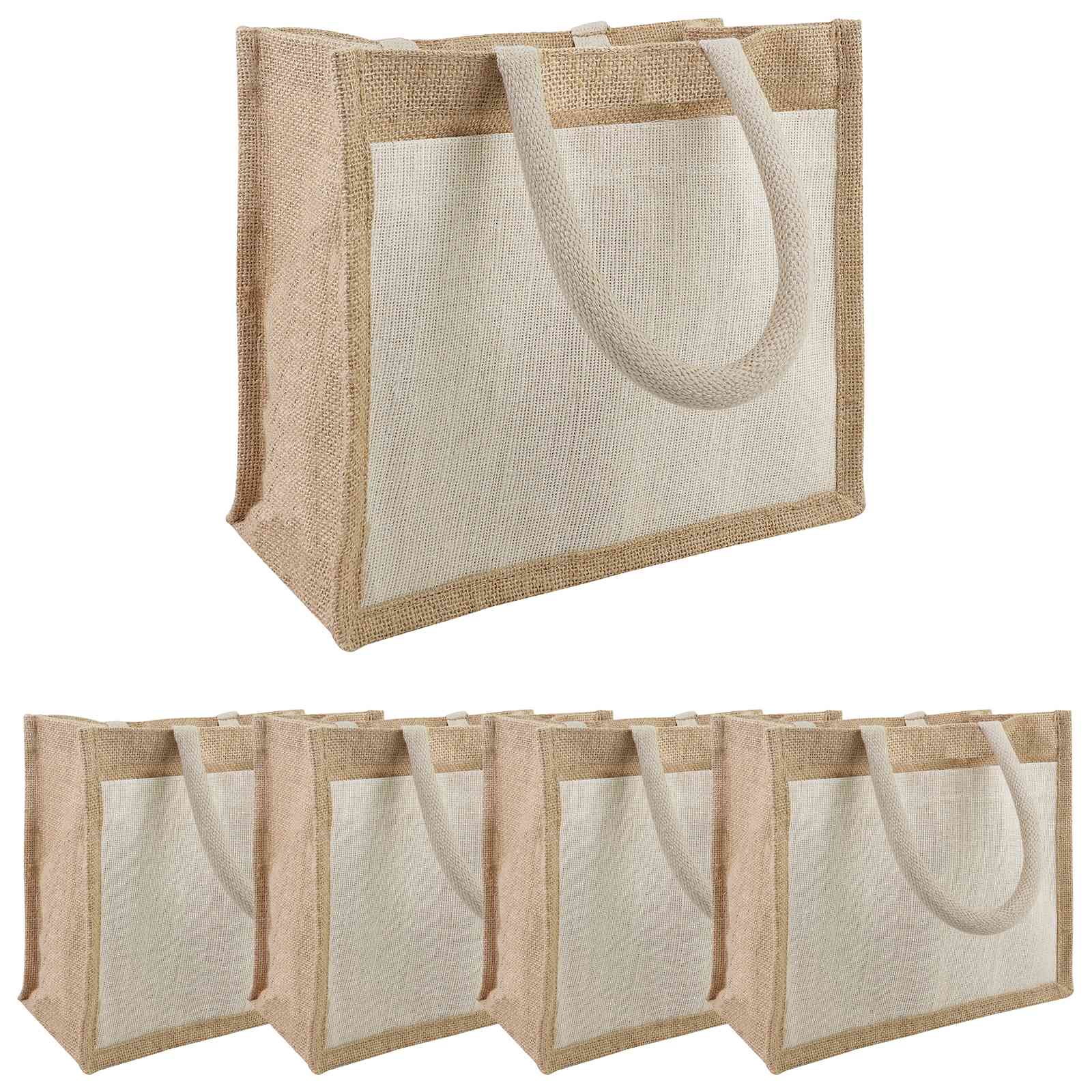 Jute handtassen met zak 5 pcs Natuurlijk en Wit 26 x 22 x 14 cm is nu te koop bij PeponiXL, paradijselijk wonen!