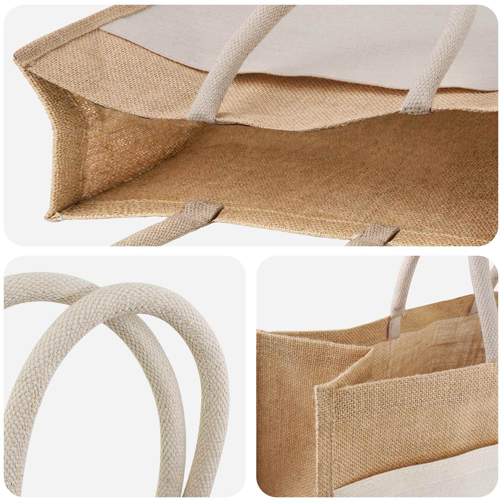 Jute handtassen met zak 5 pcs Natuurlijk en Wit 42 x 33 x 19 cm is nu te koop bij PeponiXL, paradijselijk wonen!